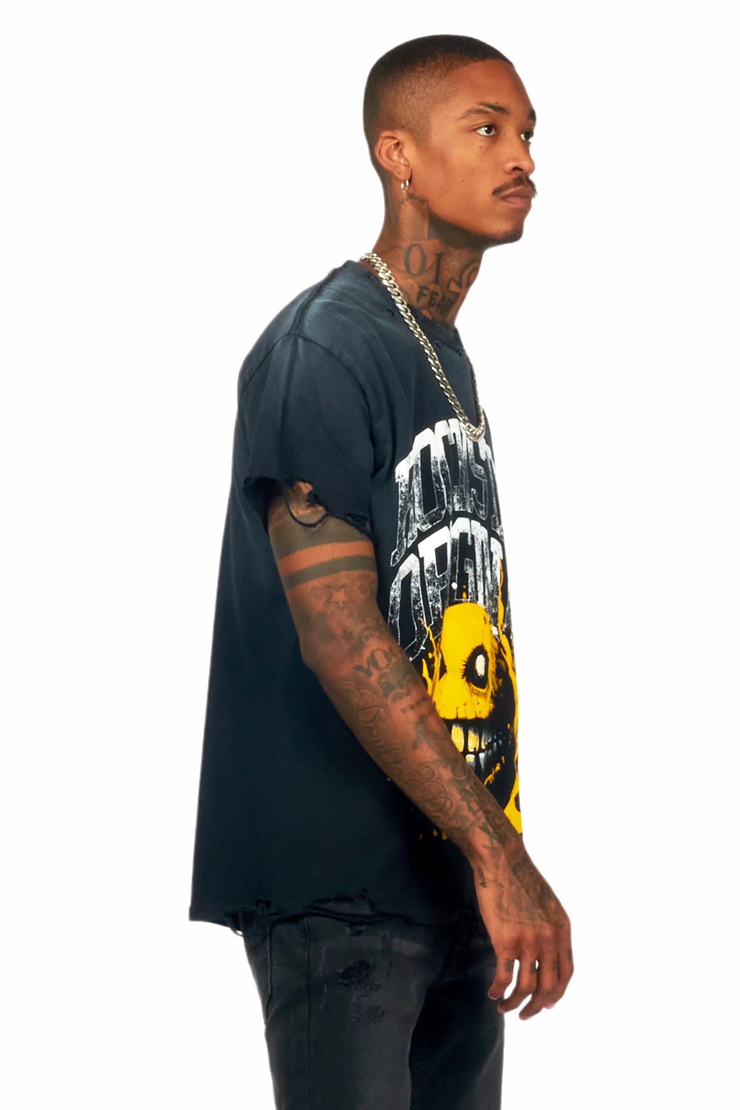 Chuffed Black Oversized Graphic T-Shirt