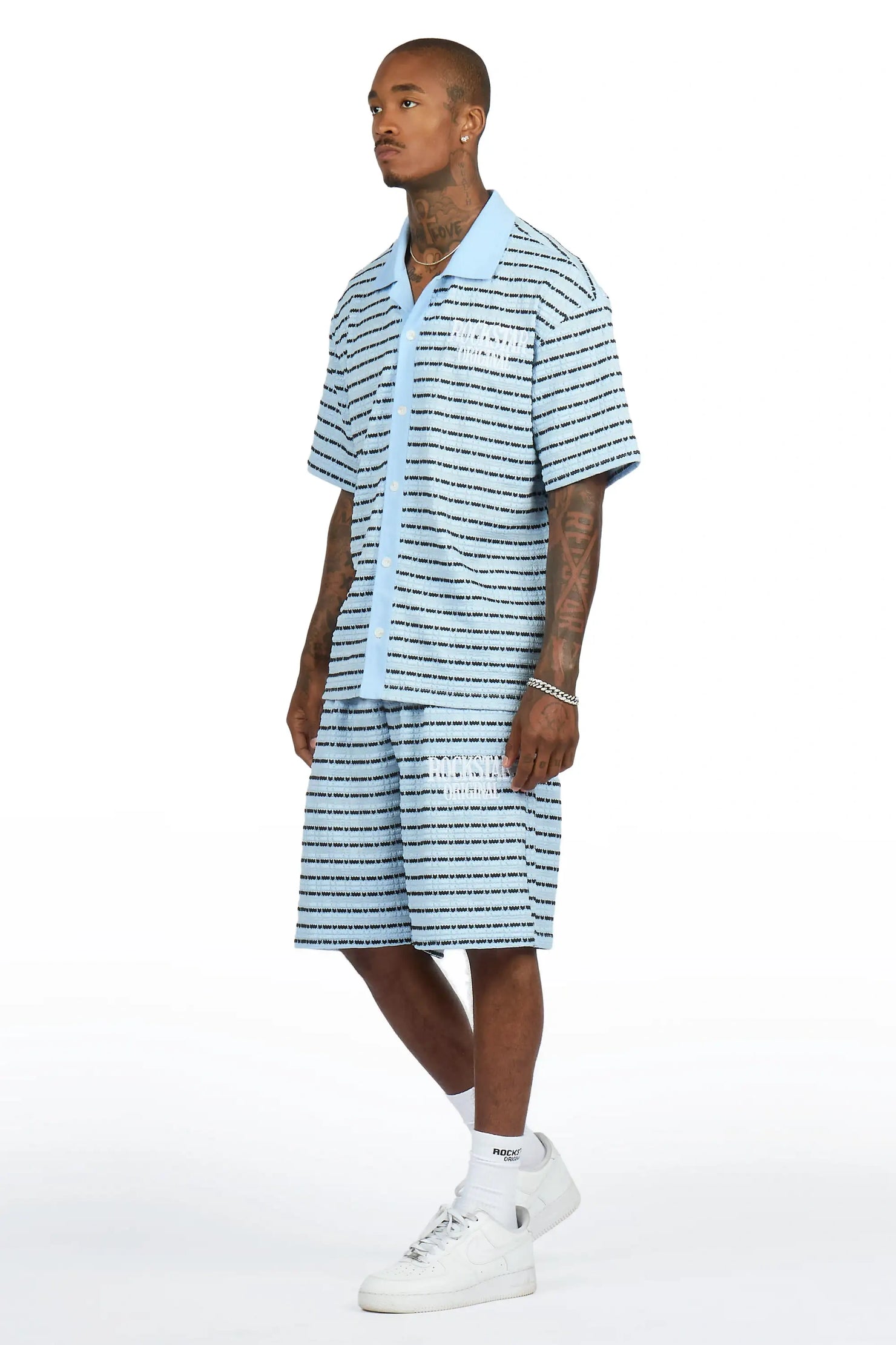 Jacobson Blue Button Down Shirt/Short Set