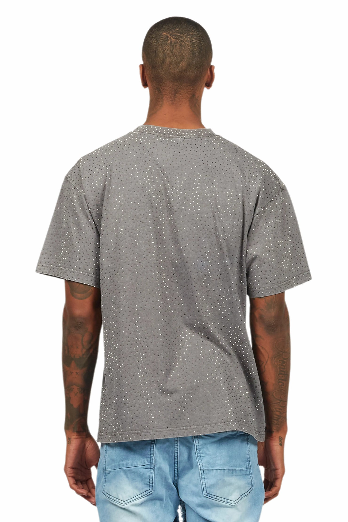 Andros Grey Graphic Rhinestone T-Shirt