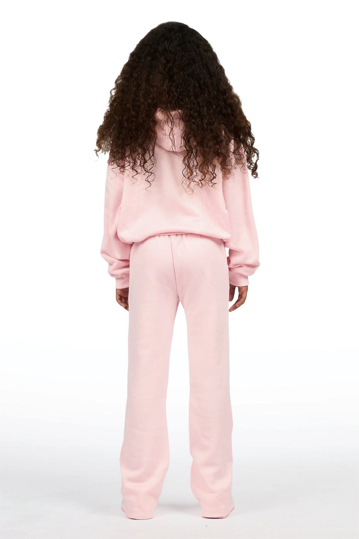 Girls Dalasia Light Pink/Green Hoodie/Stacked Flare Track Set