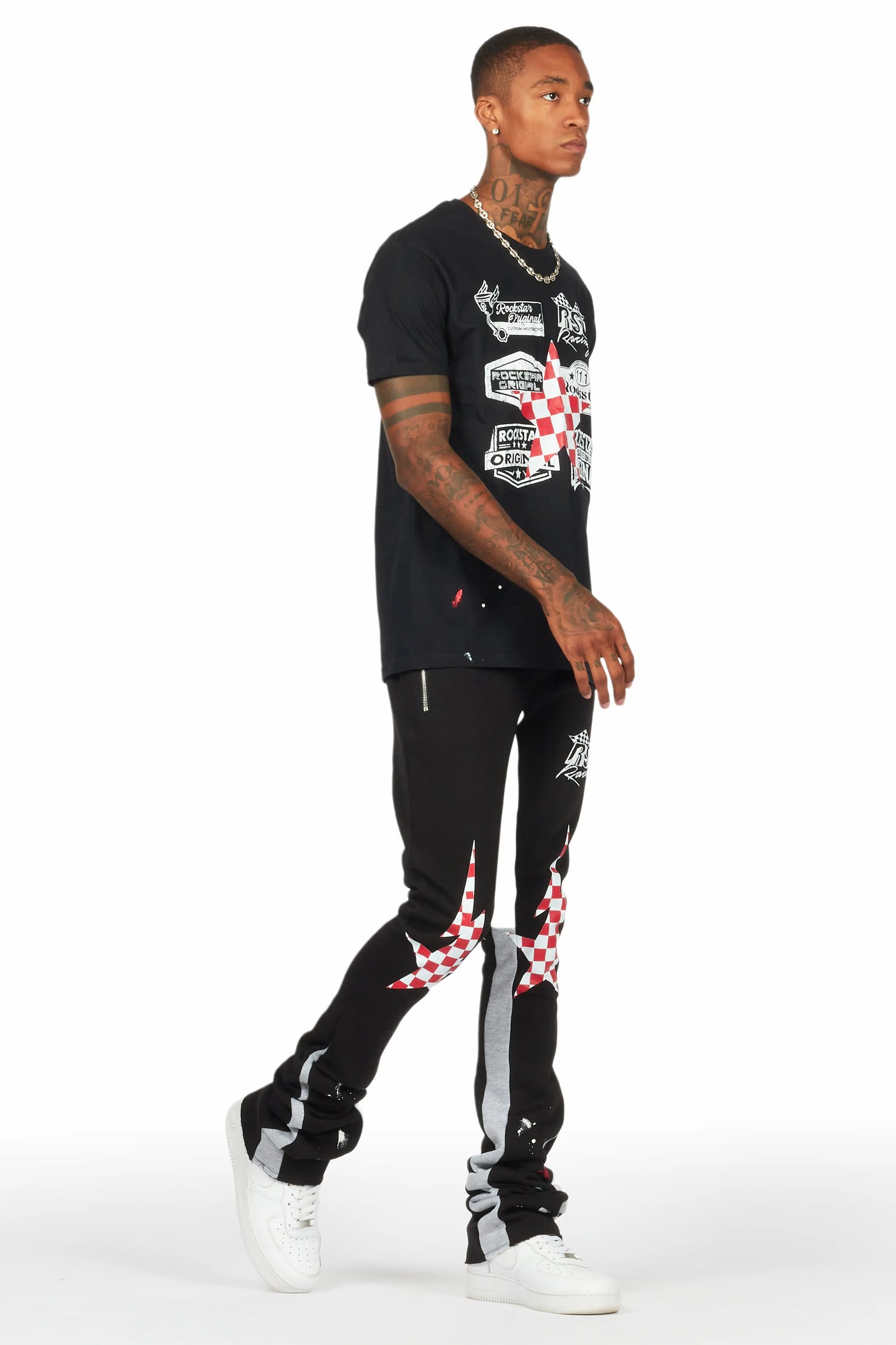 Daker Black T-Shirt/Super Stacked Flare Track Set