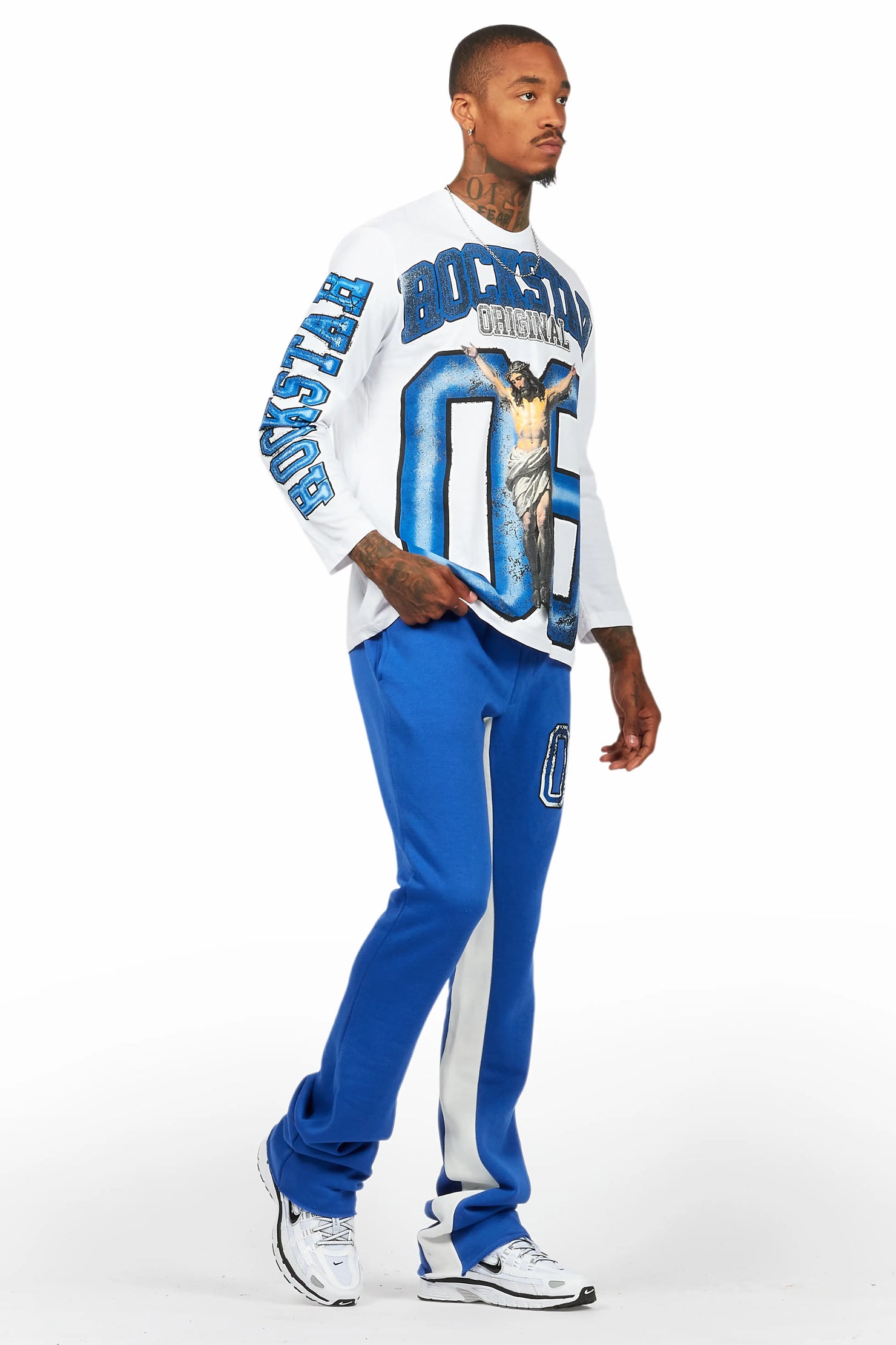 Fields White/Royal Long Sleeve T-Shirt/Baggy Pant Set
