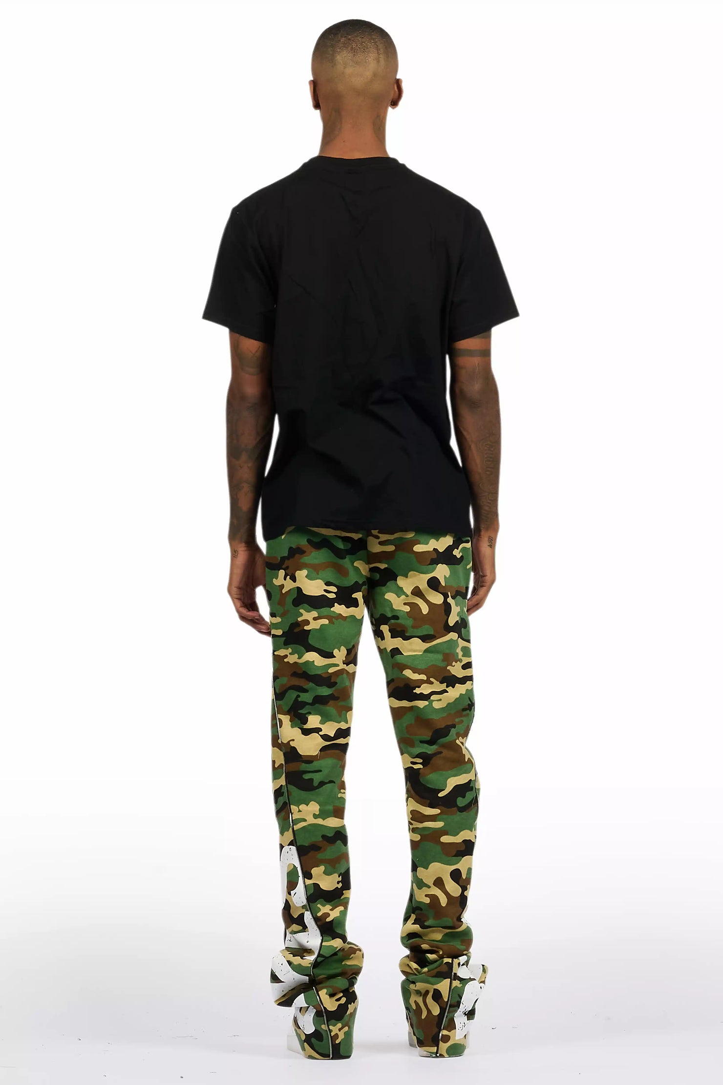 Deniska Camo T-Shirt/Baggy Stacked Flare Track Set