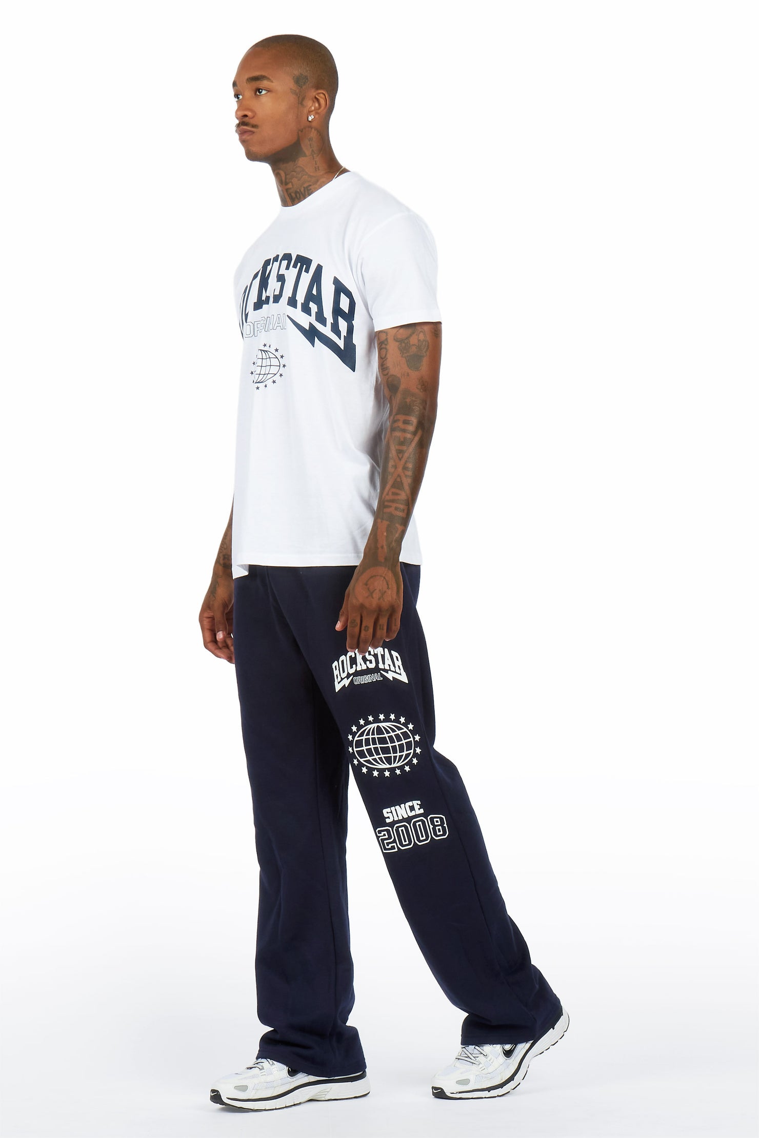 Stori White/Navy T-Shirt/ Relaxed Track Set