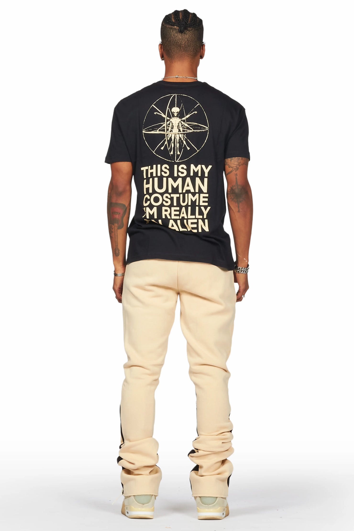 Yarden Black/Beige T-Shirt Stacked Flare Track Set