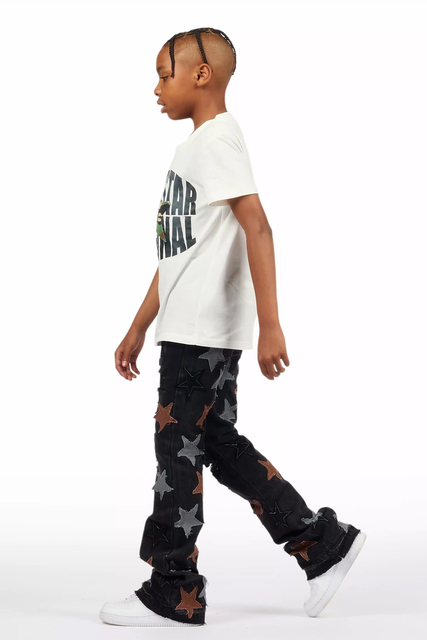 Boys StarLane Black Stacked Flare Jean