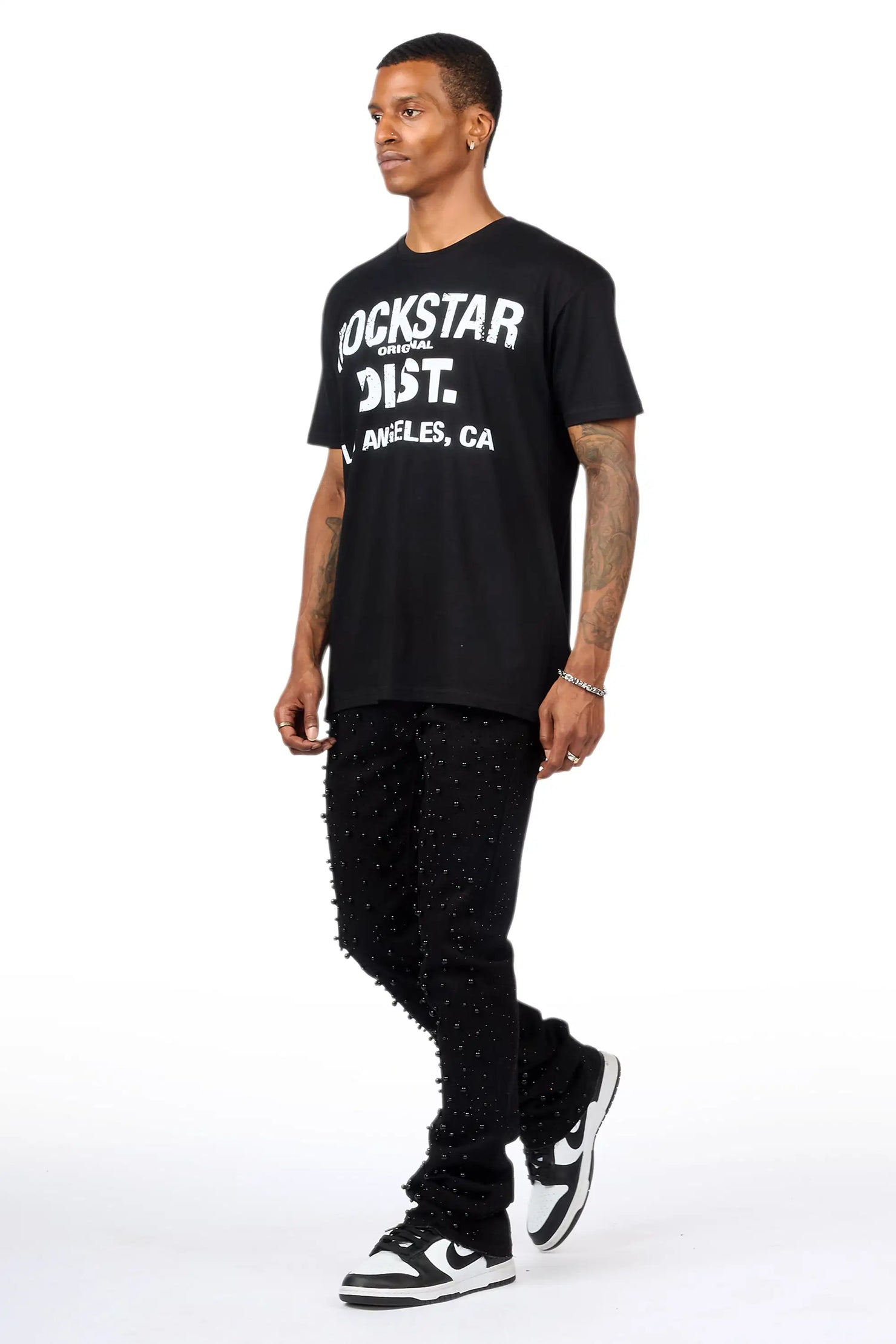 Perle Jet Black Pearl Stacked Flare Jean