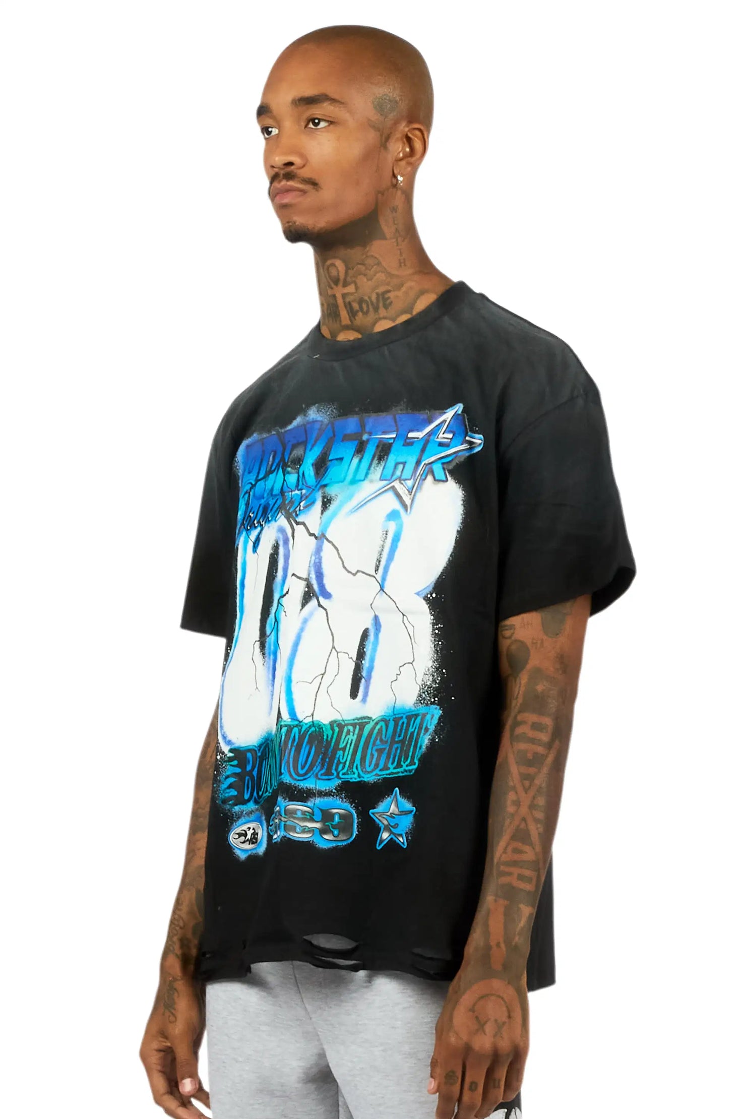 Vaelox Black Oversized Graphic T-Shirt