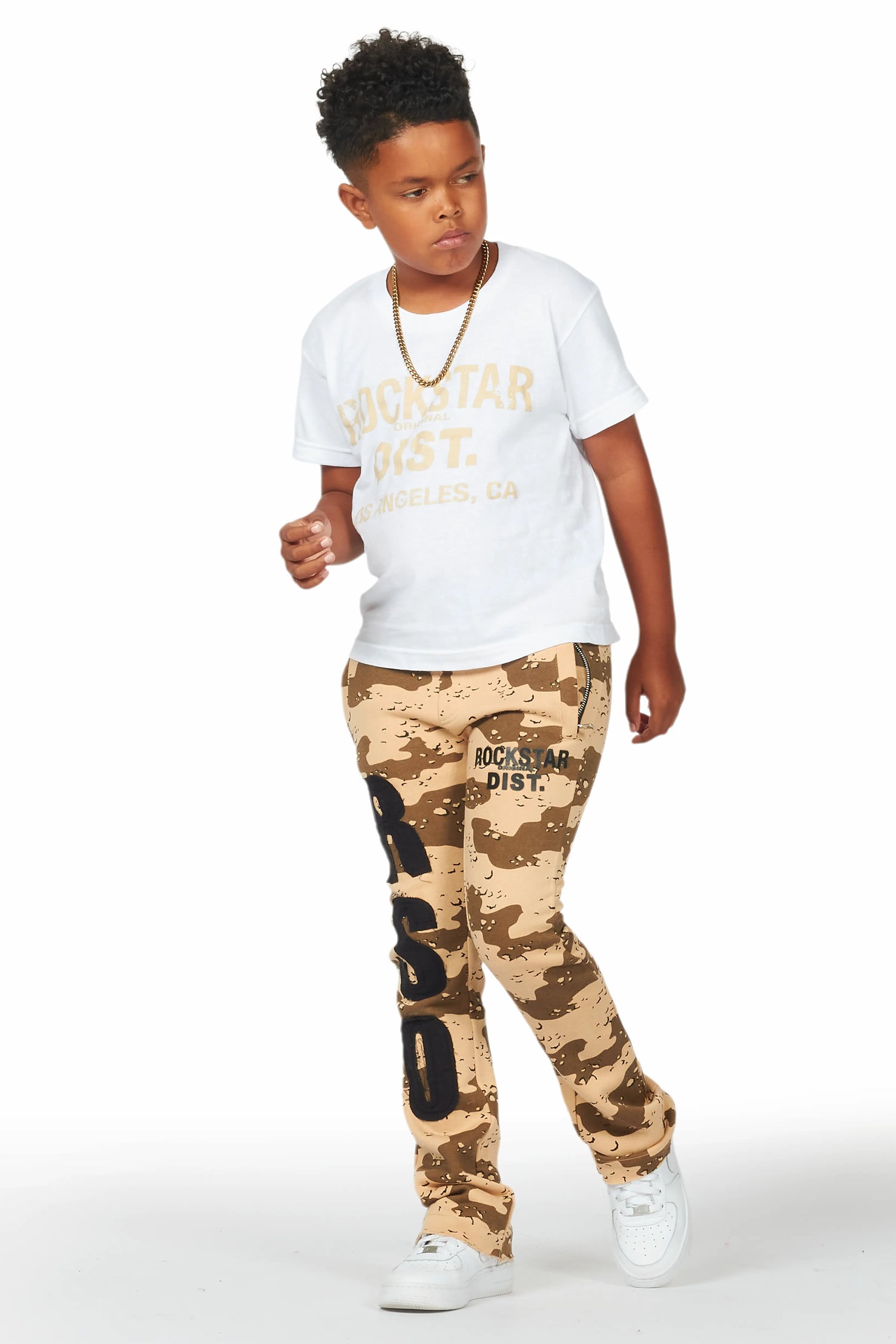 Boys Bansi Desert Camo Stacked Trackpant