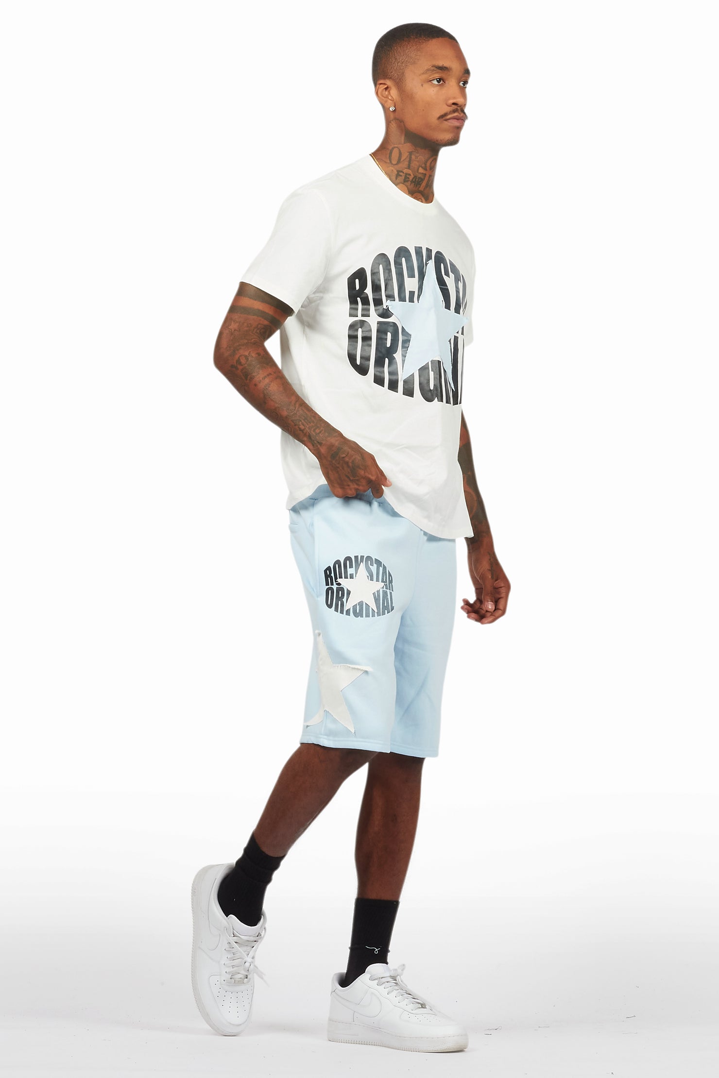 Sarge White/Blue T-Shirt/Short Set
