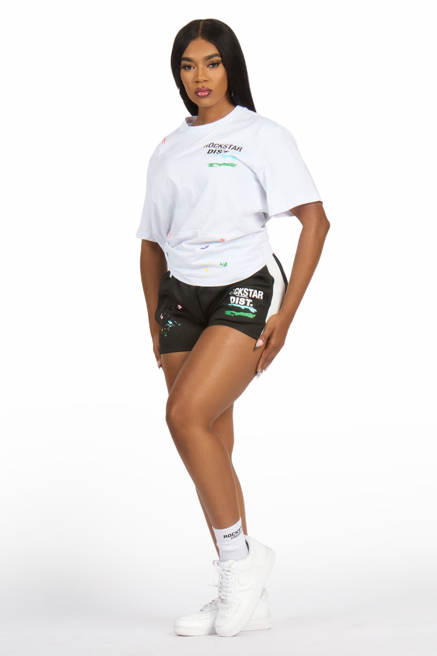 Shawntel White/Black T-Shirt Short Set
