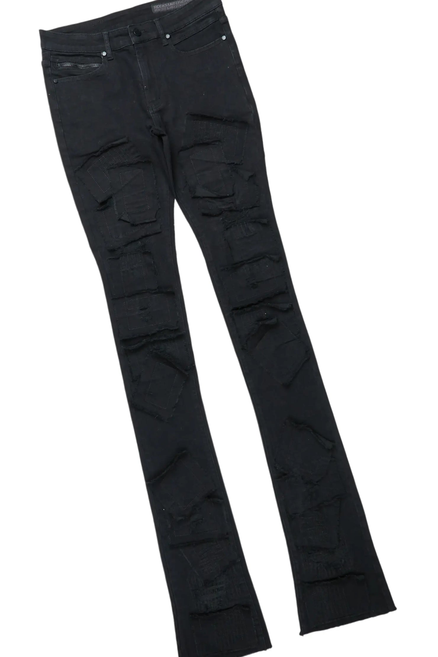 Geir Black Varsity Jacket & Camden Super Stacked Flare Jean Bundle