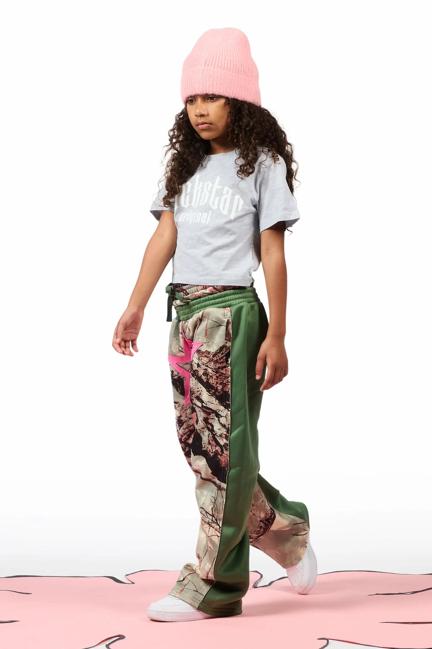 Girls Canaan Camo Double Waisted Baggy Track Pant