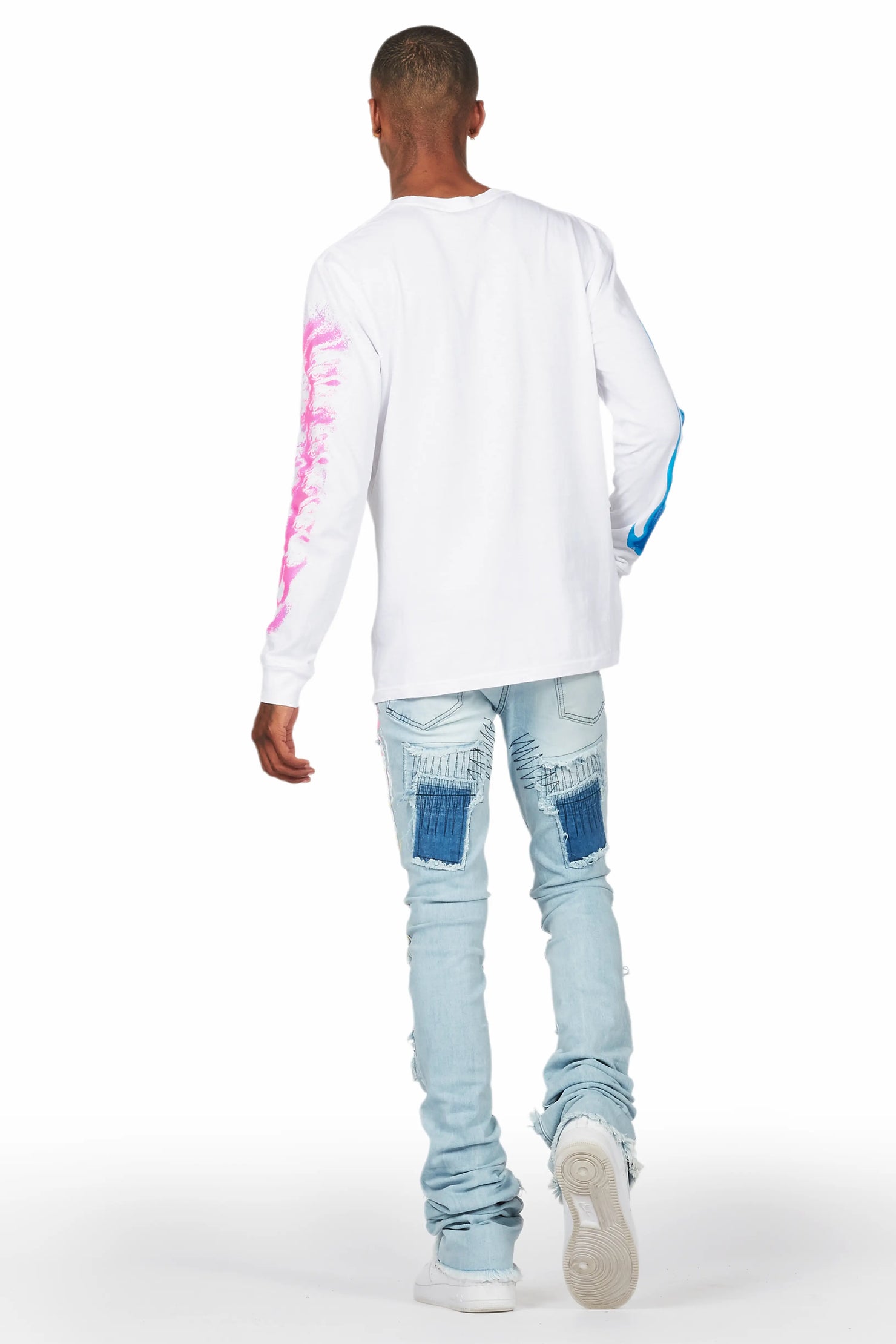 Dallon Blue Painter Super Stacked Flare Jean