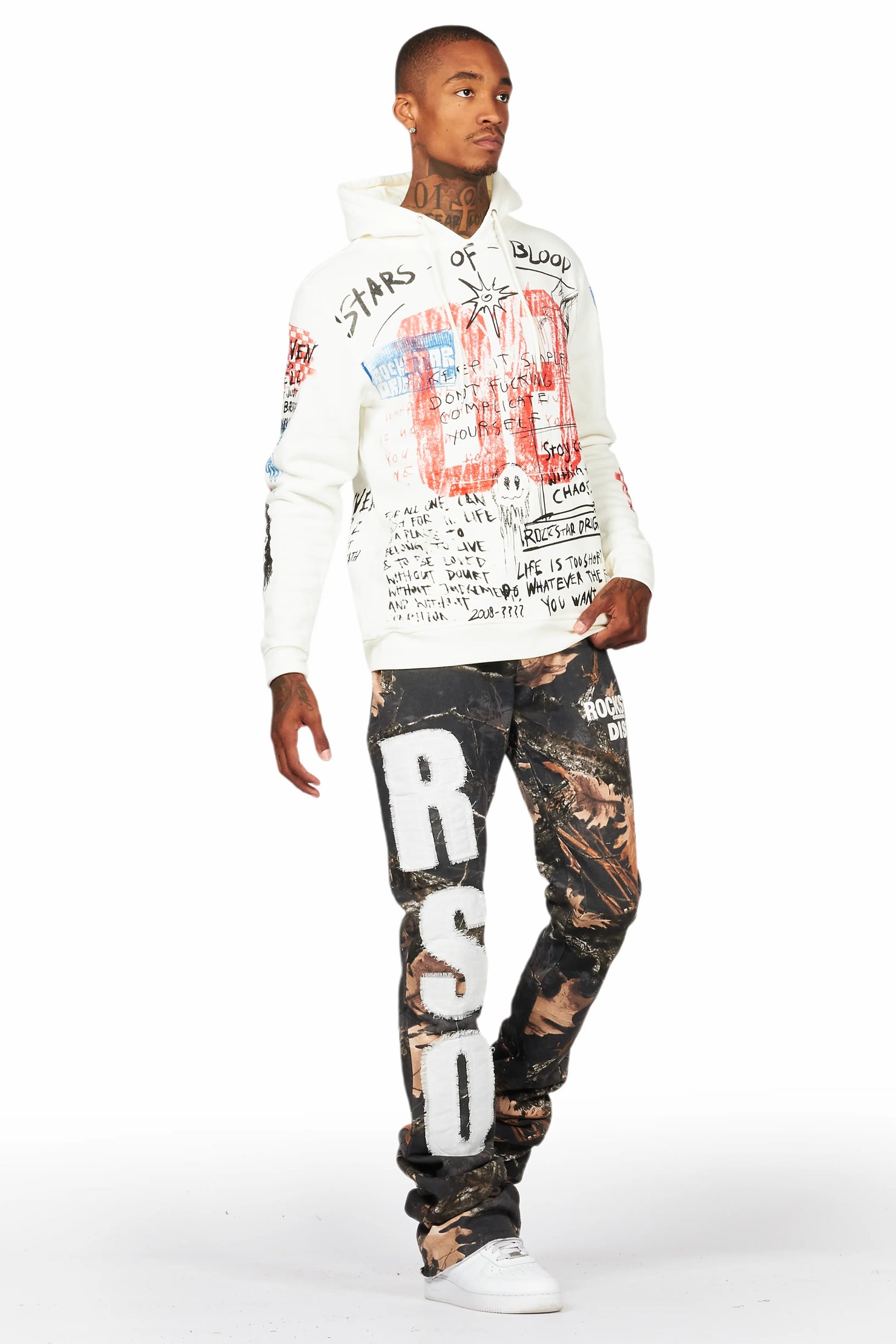 Bansi Black Tree Camo Super Stacked Trackpant