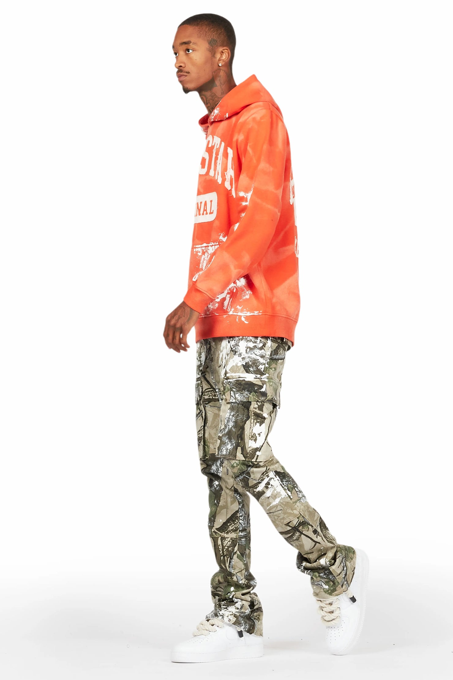 Karlo Orange Hoodie/Stacked Flare Jean Bundle