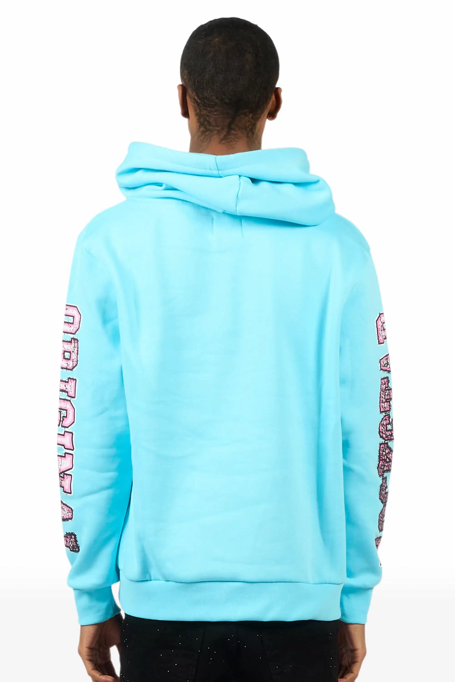 Fields Baby Blue Distressed Graphic Hoodie