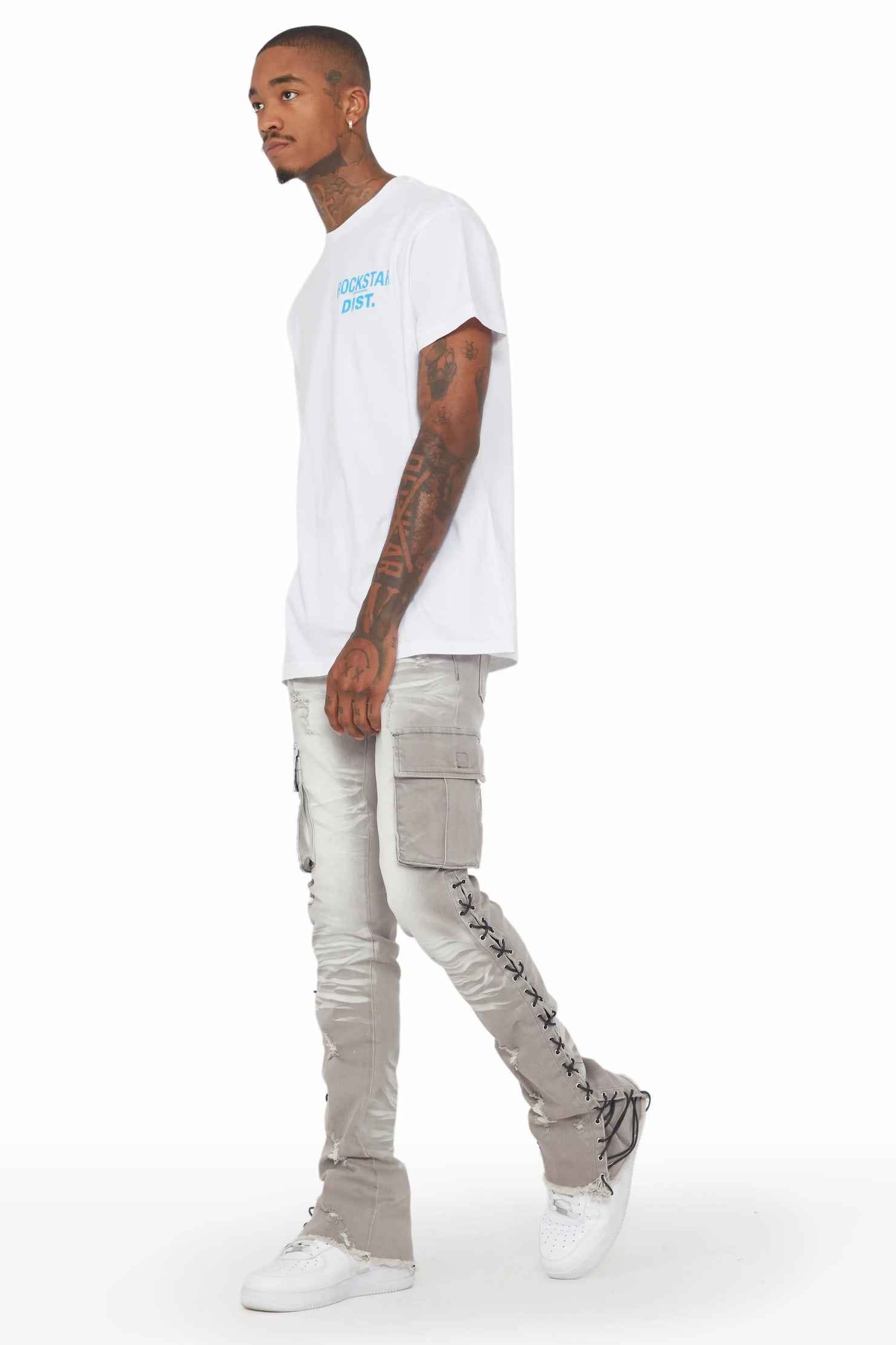 Honor Grey Stacked Flare Jean