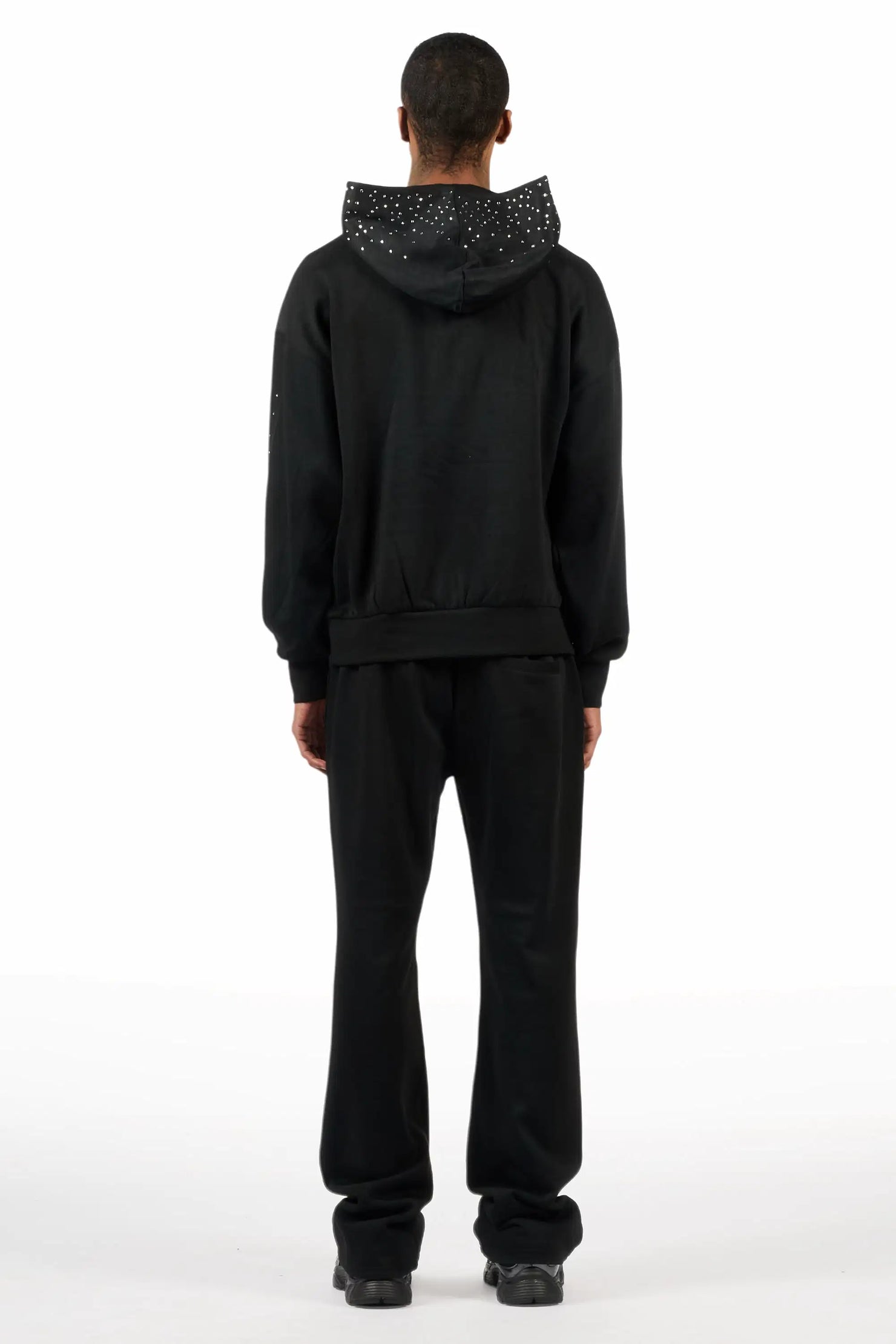 Twinkle Black/Clear Rhinestone Hoodie Relaxed Track Set