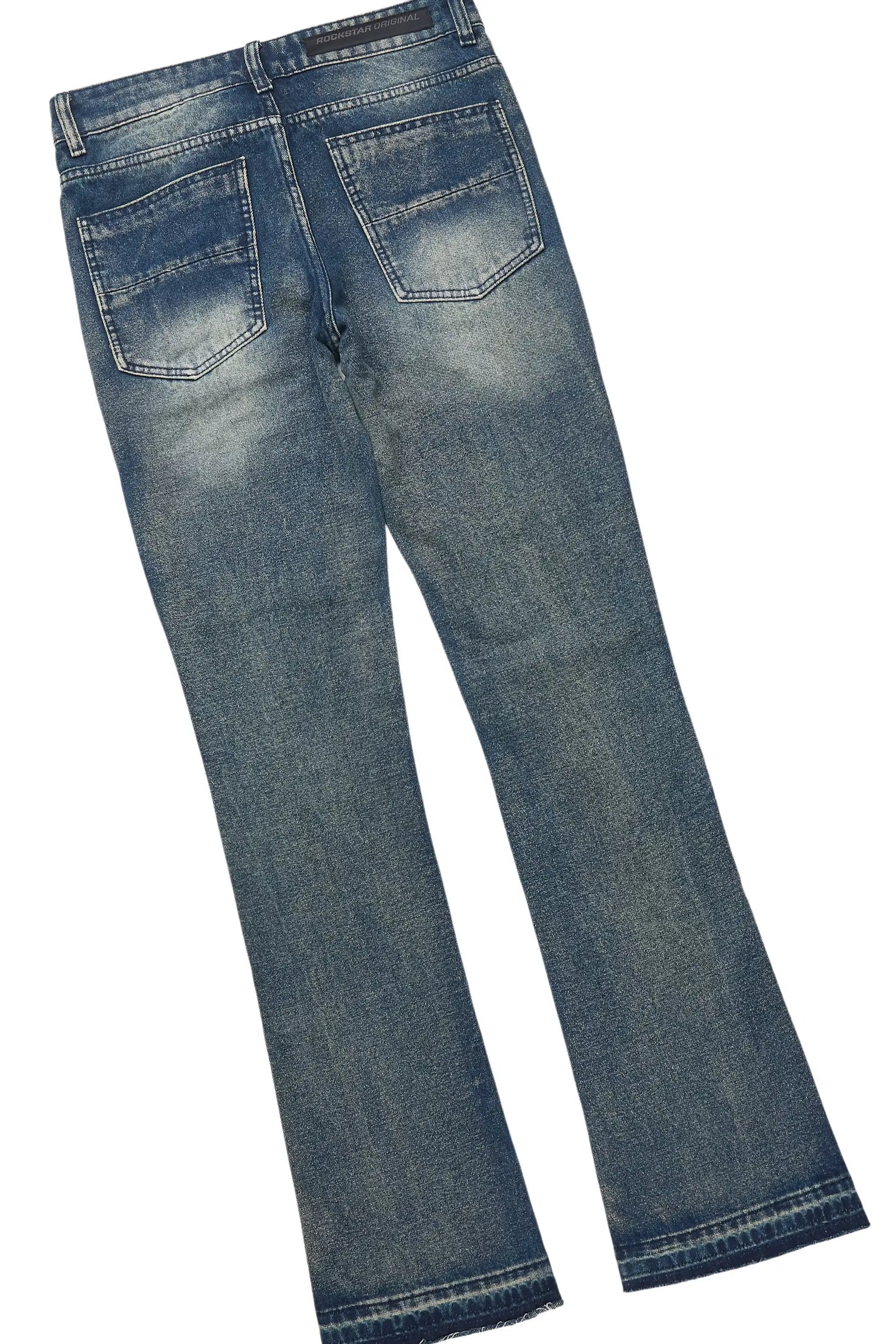 Throttle Blue Denim Jacket/Stacked Flare Jean Set