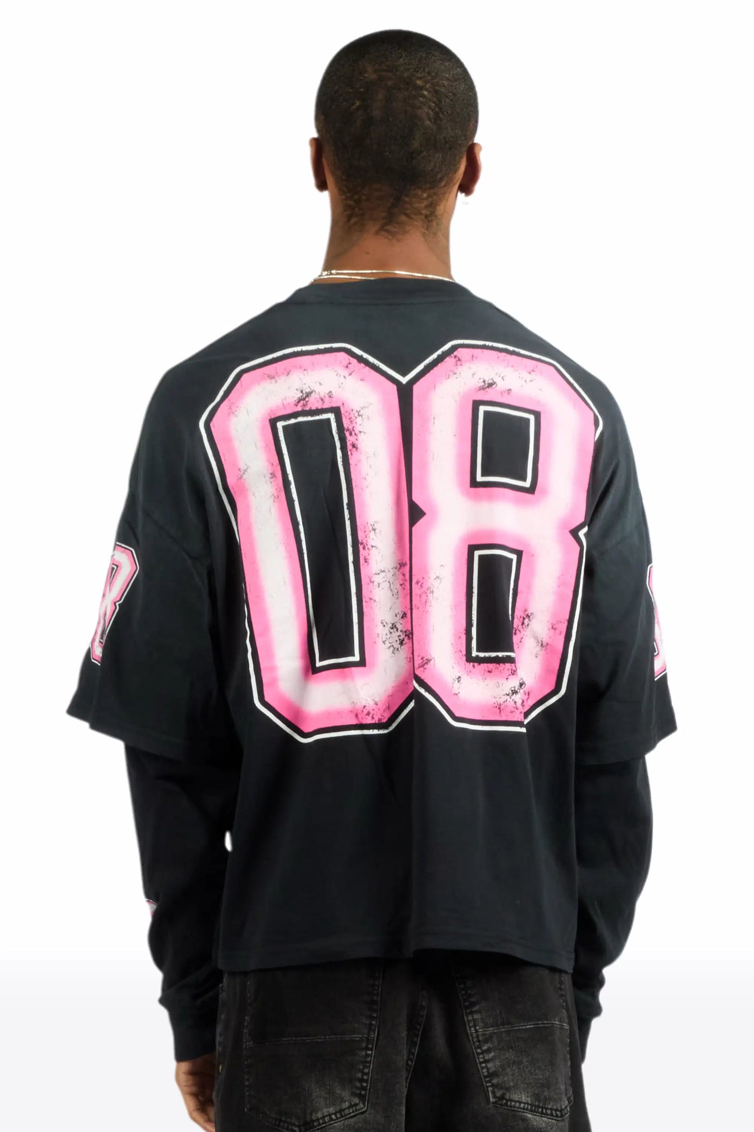 Fields Black/Pink Double Layer Long Sleeve Graphic T-Shirt