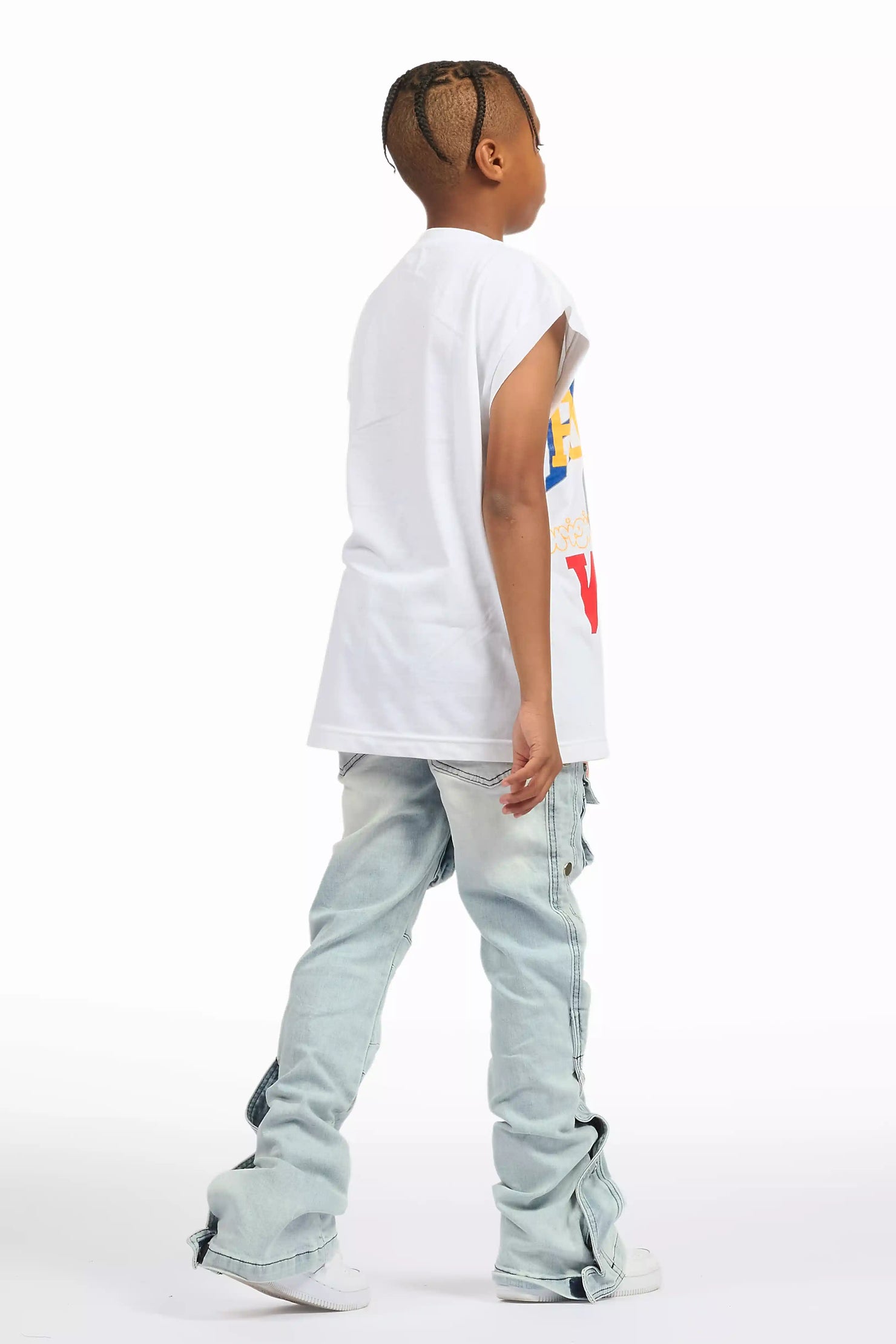 Boys Yuri Blue Baggy Fit Cargo Jean
