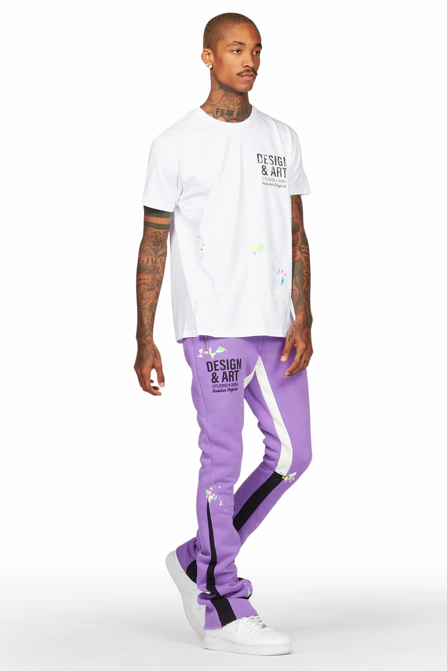 Mancha Purple/White T-Shirt Stacked Flare Track Set