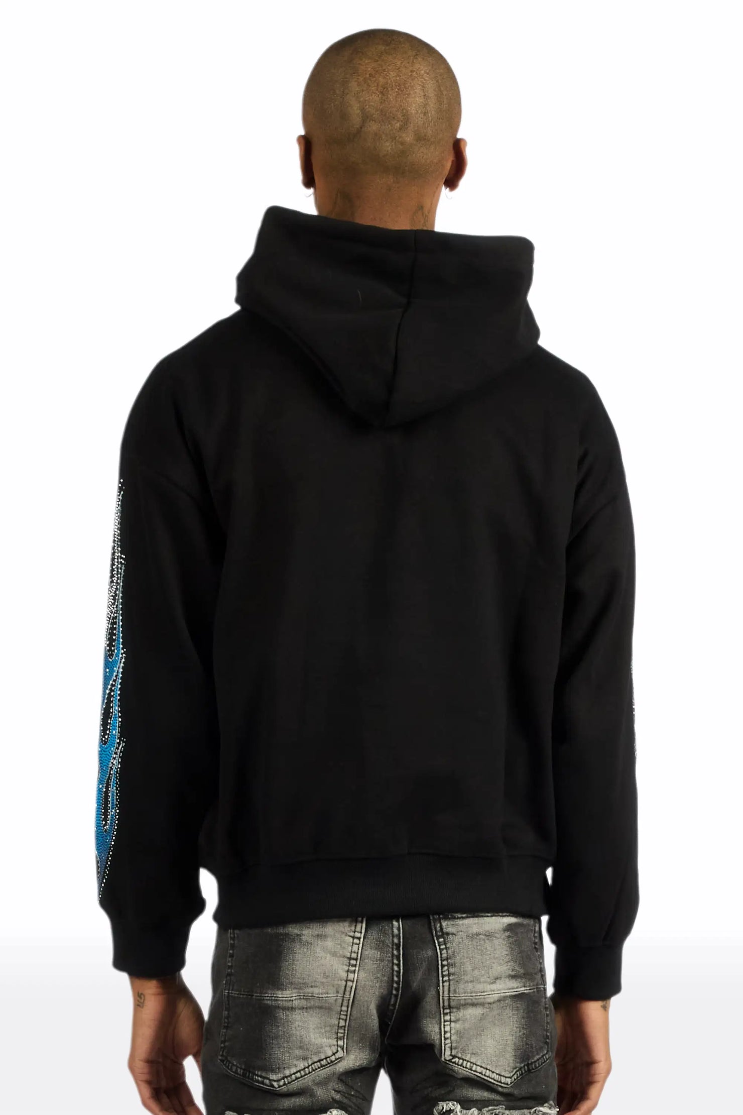 Glans Black Rhinestone Oversized Hoodie