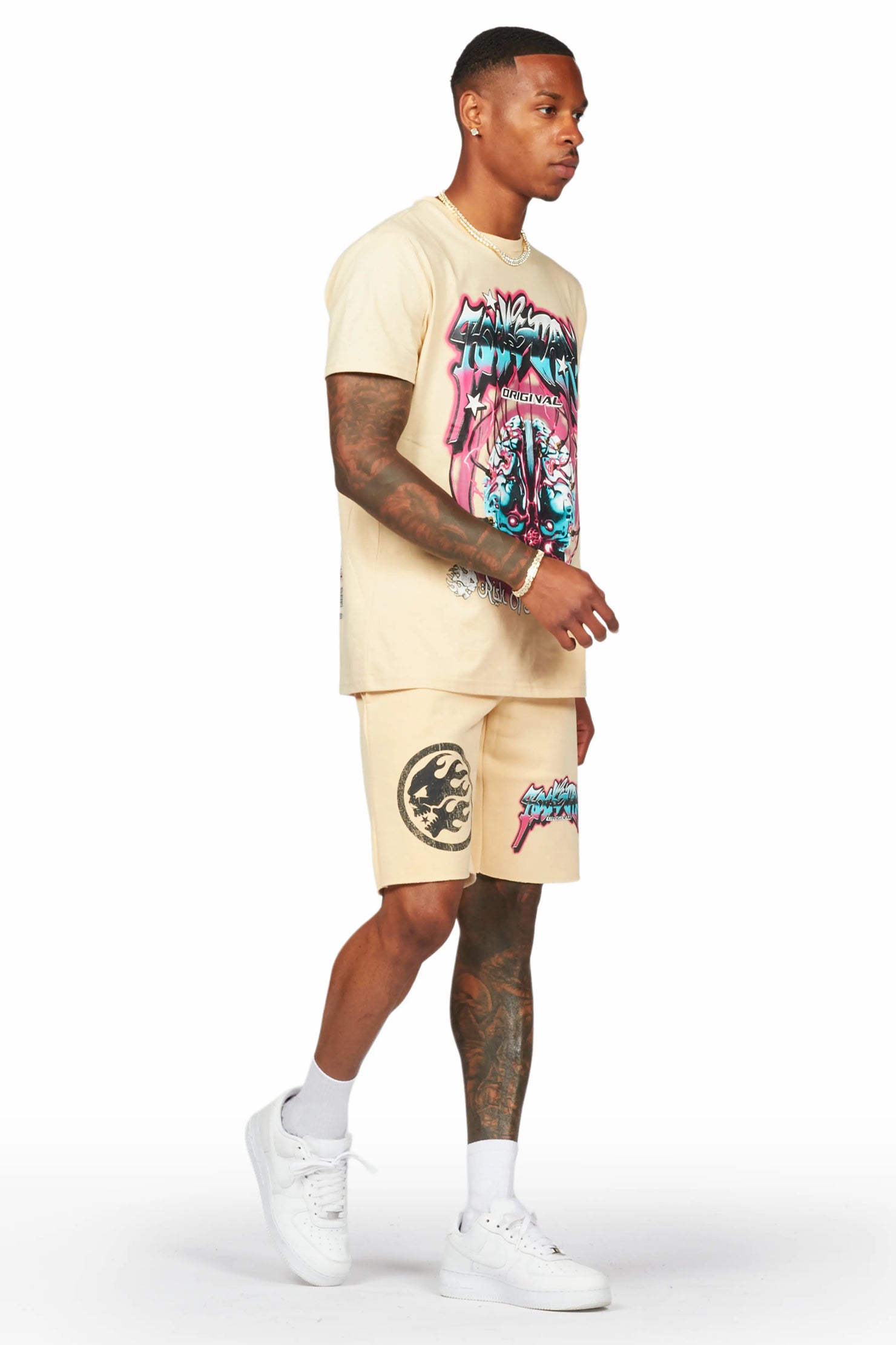 Lucy Beige T-Shirt/Short Set