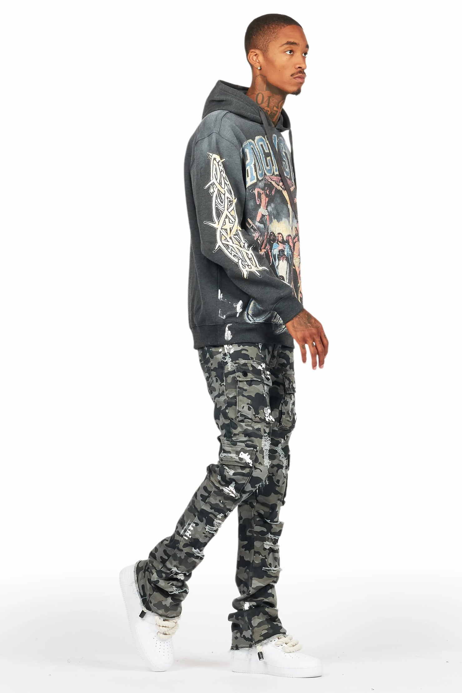 Waller Charcoal Hoodie/Stacked Flare Jean Bundle