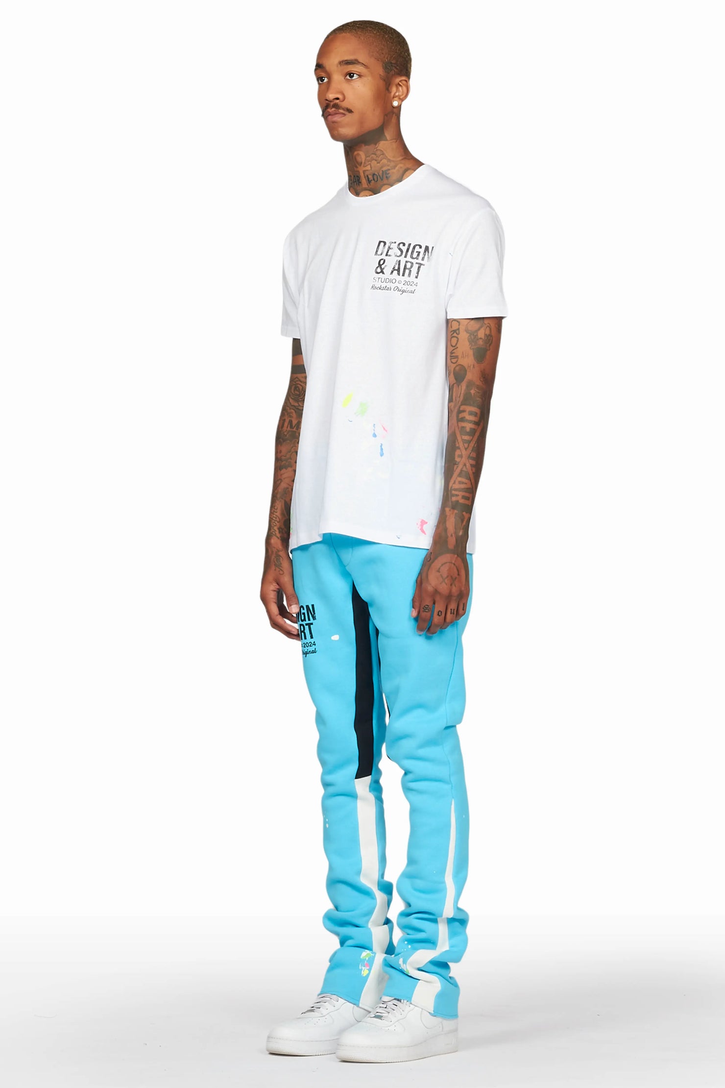 Mancha Blue T-Shirt Stacked Flare Track Set