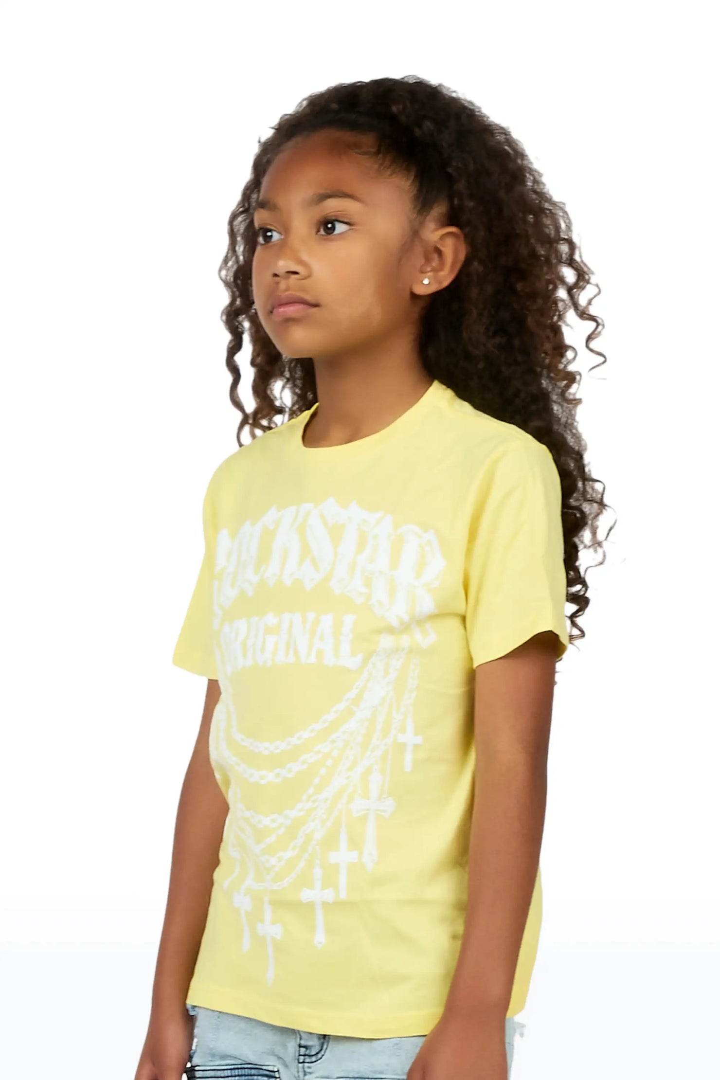 Girls Jetty Light Yellow Graphic T-Shirt