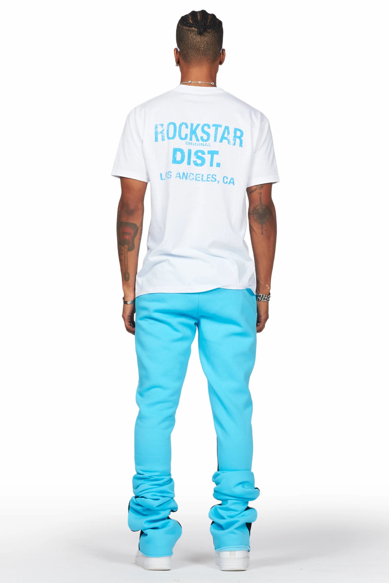 Damone Blue Super Stacked Flare Track Pant