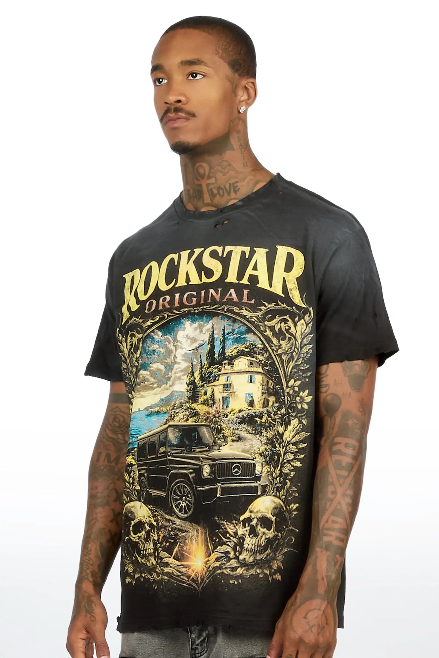 Stovall Black Oversized Graphic T-Shirt