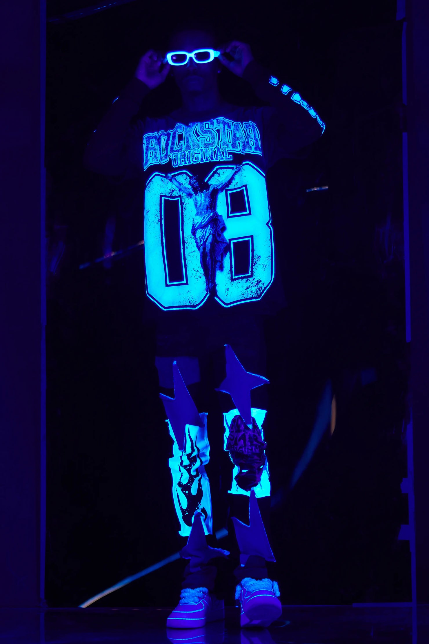 Fields Black/Blue Double Layer Long Sleeve Graphic T-Shirt