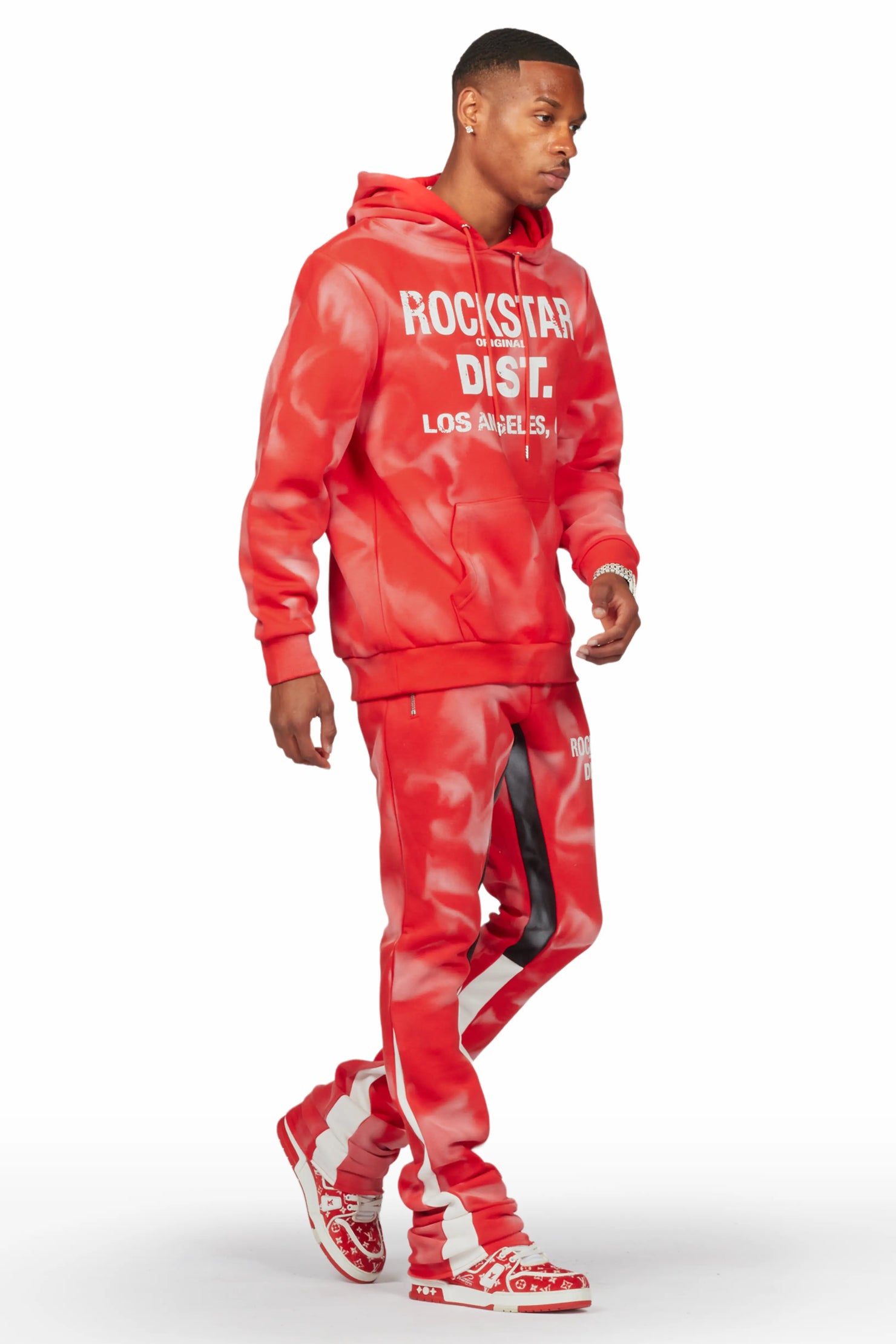 Nelly Red Hoodie Stacked Flare Track Set