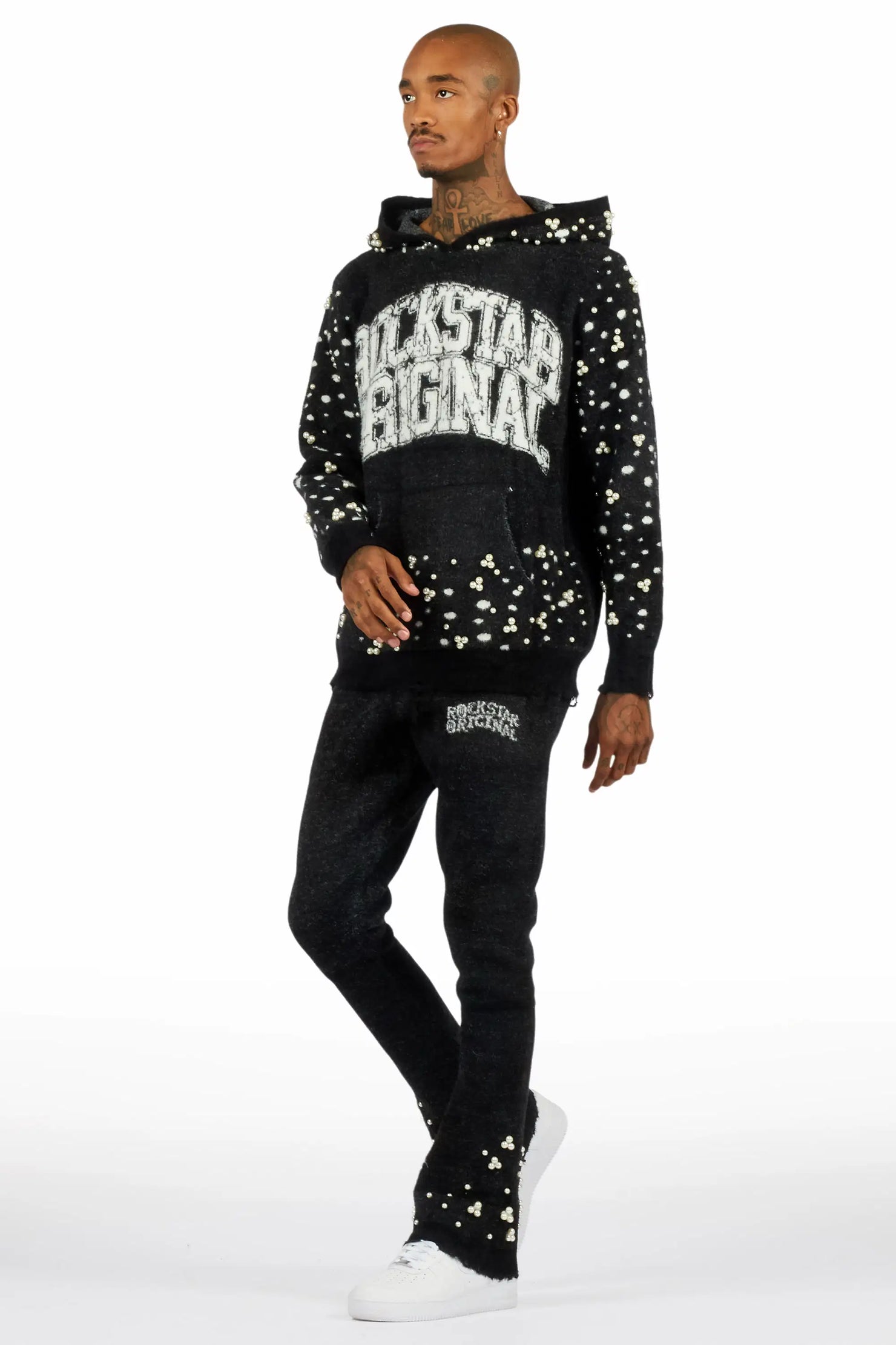 Peril Black Pearl Stone Hoodie Stacked Flare Track Set