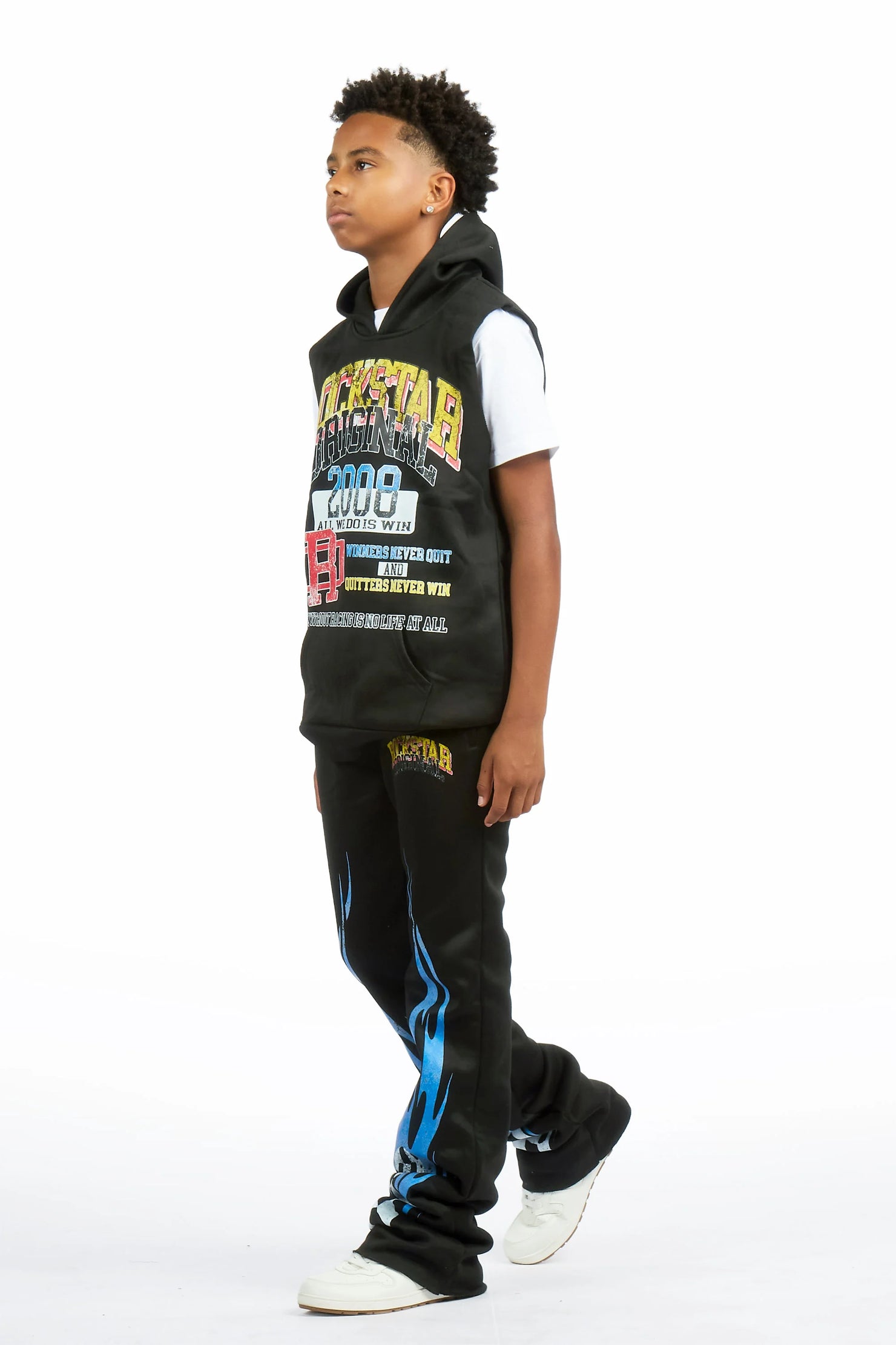 Boys Colorful Black/Multi Cut Off Stacked 3 Pc Set