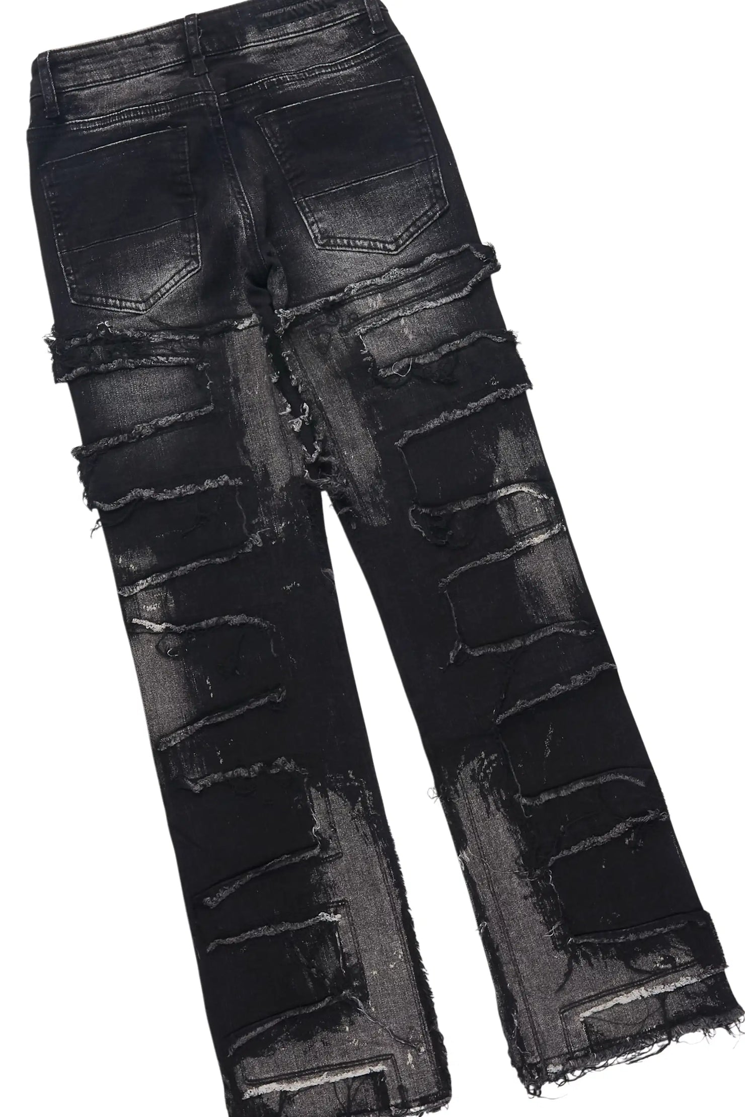 Boys Roeland Black Long Sleeve T-Shirt & Laban Black Stacked Flare Jean Set