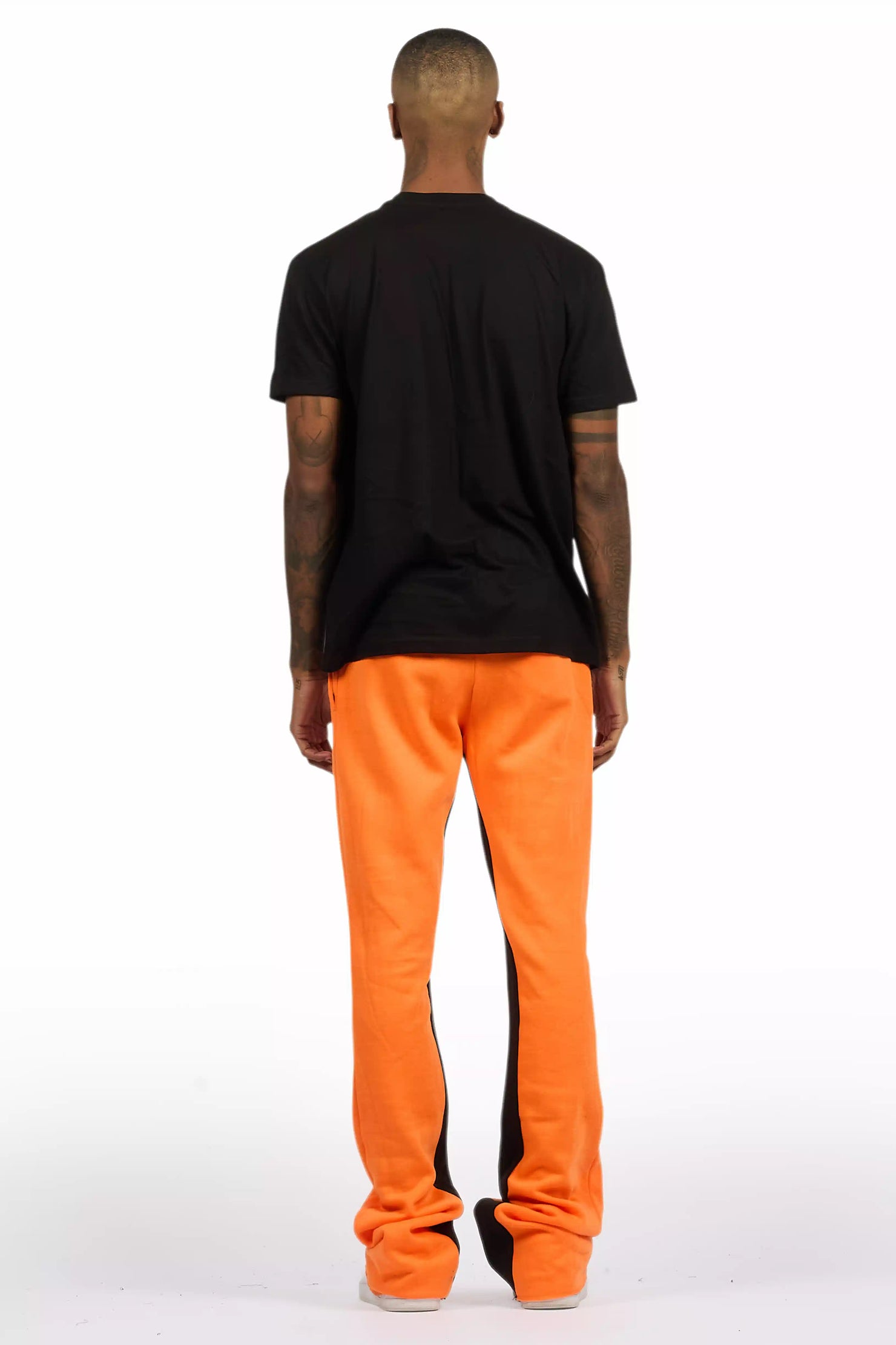 Darce Black/Orange T-Shirt/Stacked Baggy Track Pant Set