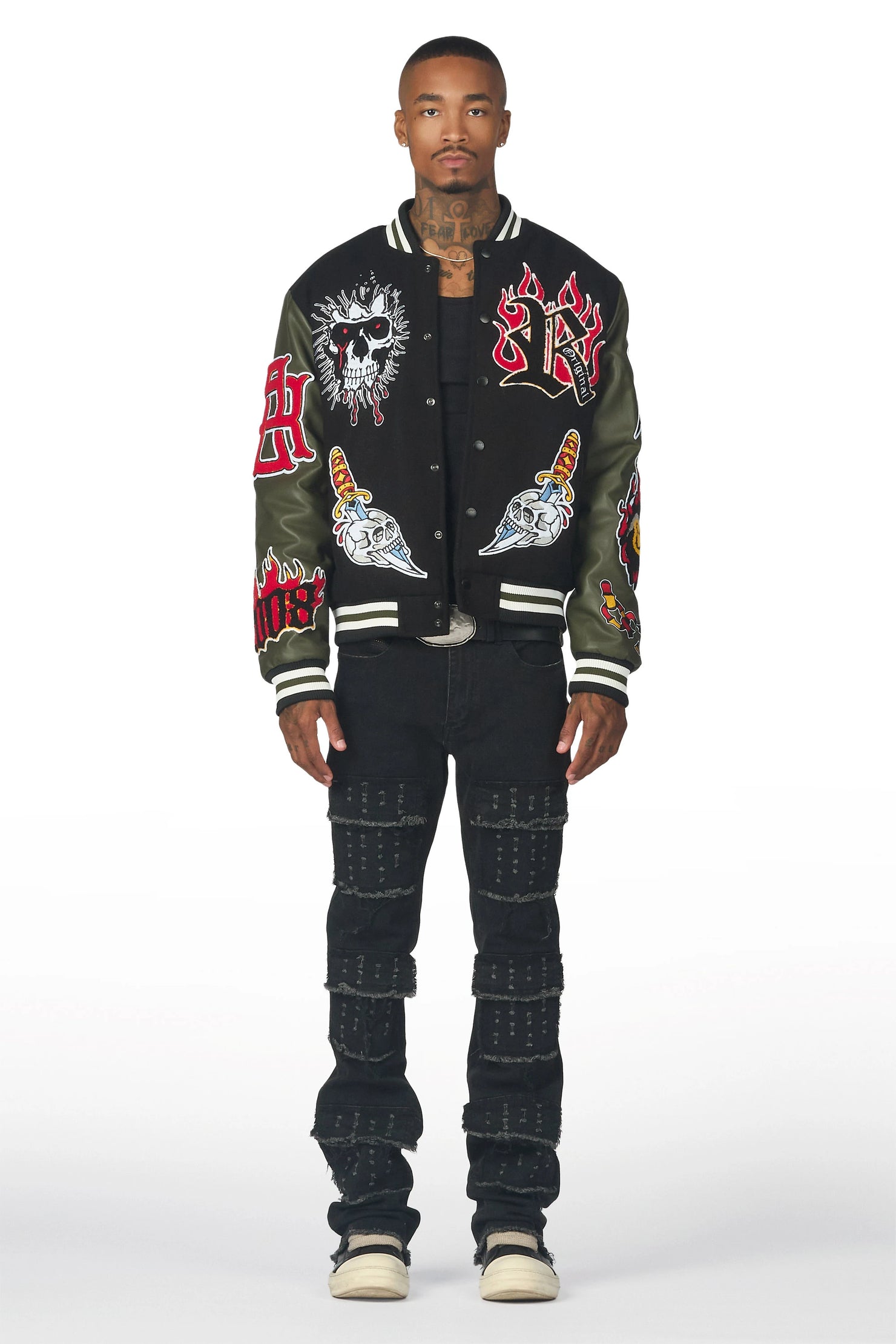 Dezso Black Stacked Flare Jean