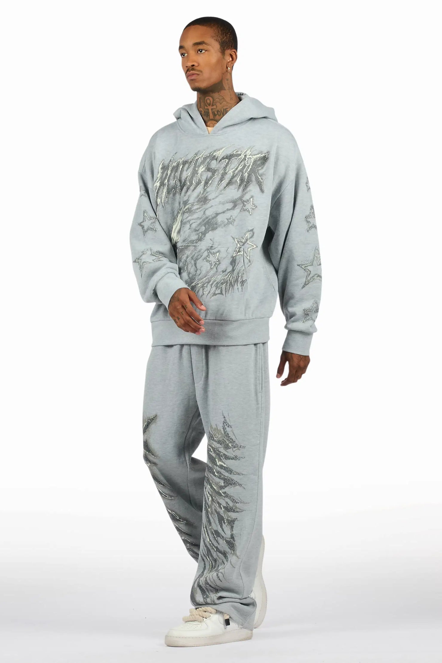 Jantra Heather Grey Hoodie/Baggy Pant Track Set