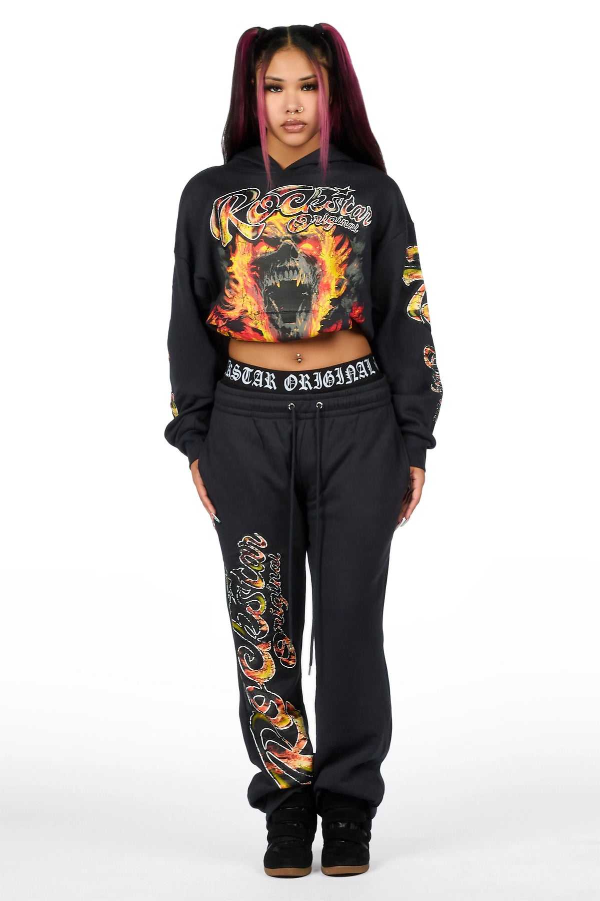 Taliyah Charcoal Graphic Baggy Fit Track Set