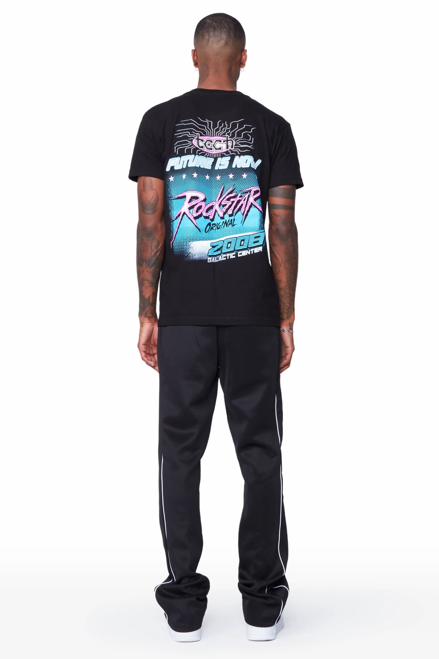 Race Black T-Shirt Stacked Flare Track Set