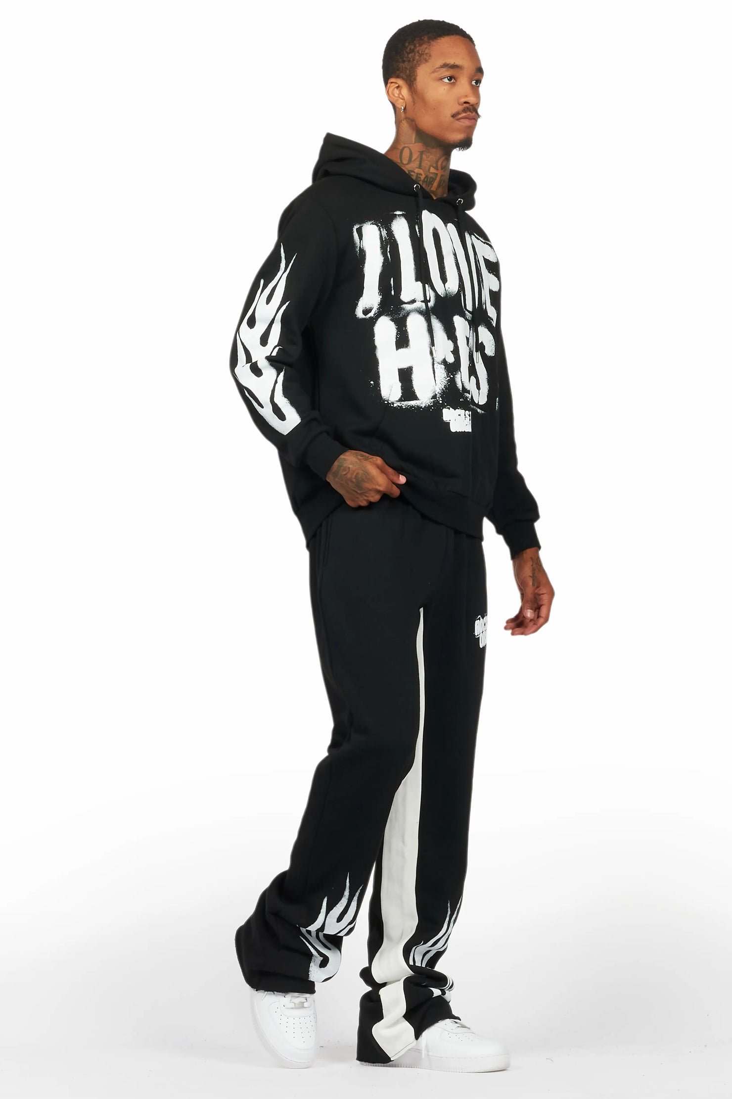 Banyan Black/White Hoodie/Baggy Fit Pant Set