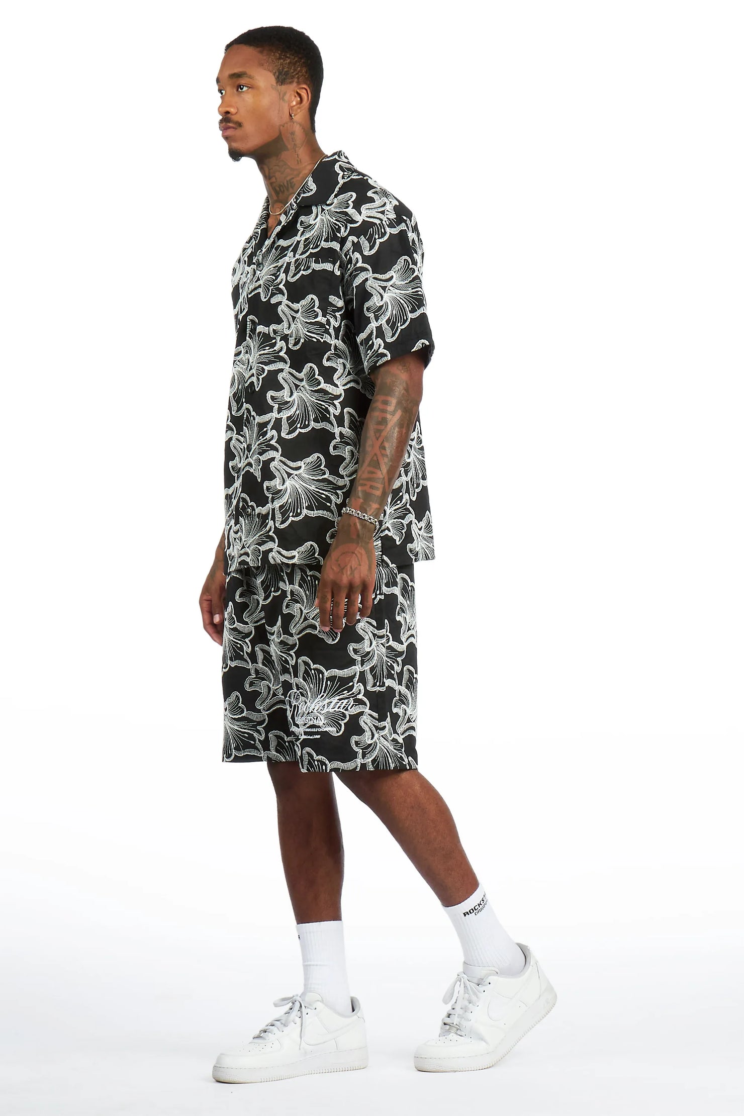 Phineas Black Button Down Shirt/Short Set