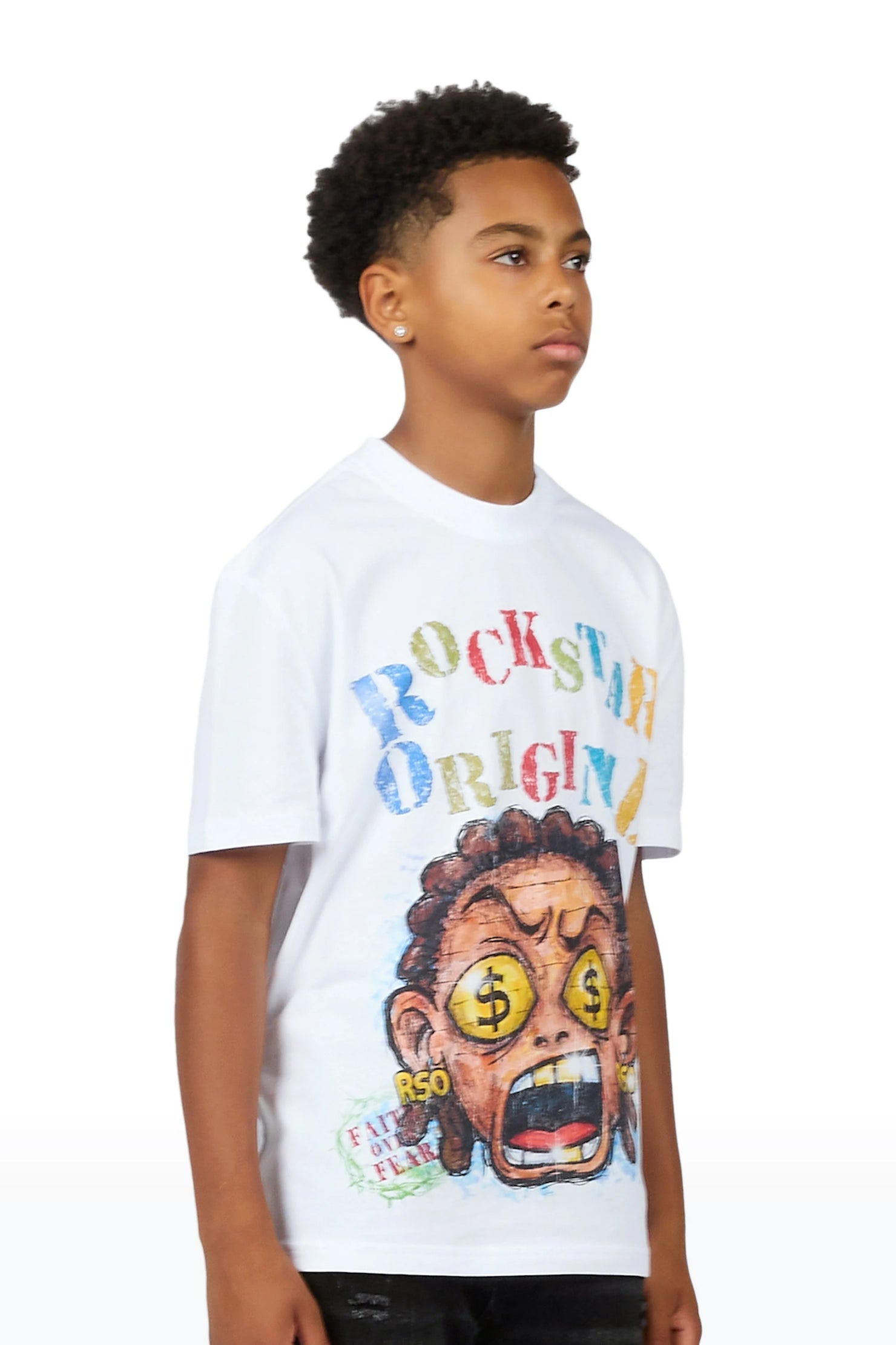Boys Jagger White Graphic T-Shirt