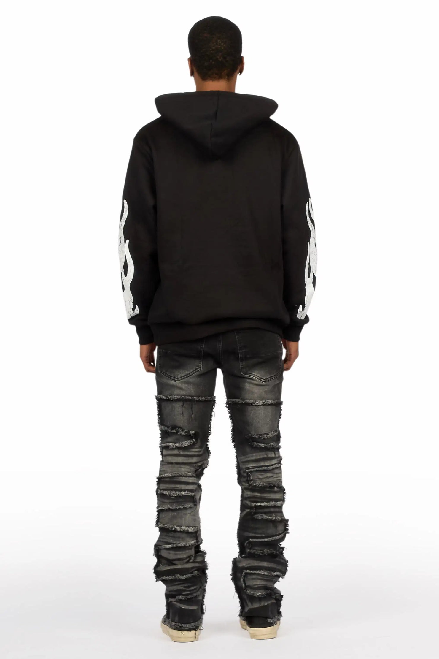 Amos 2.0 Black/Black Hoodie/Stacked Flare Jean Set