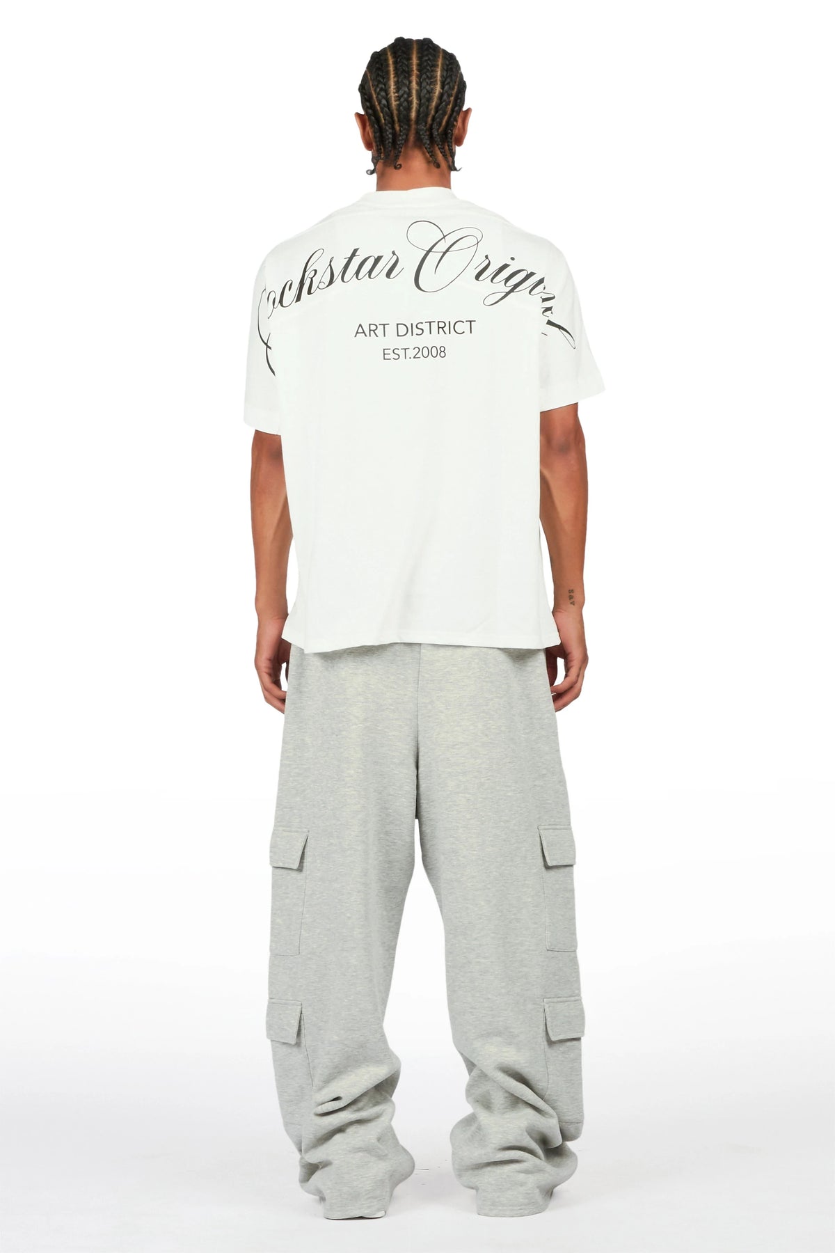 Adaty Heather Grey Chain Baggy Fit Pant