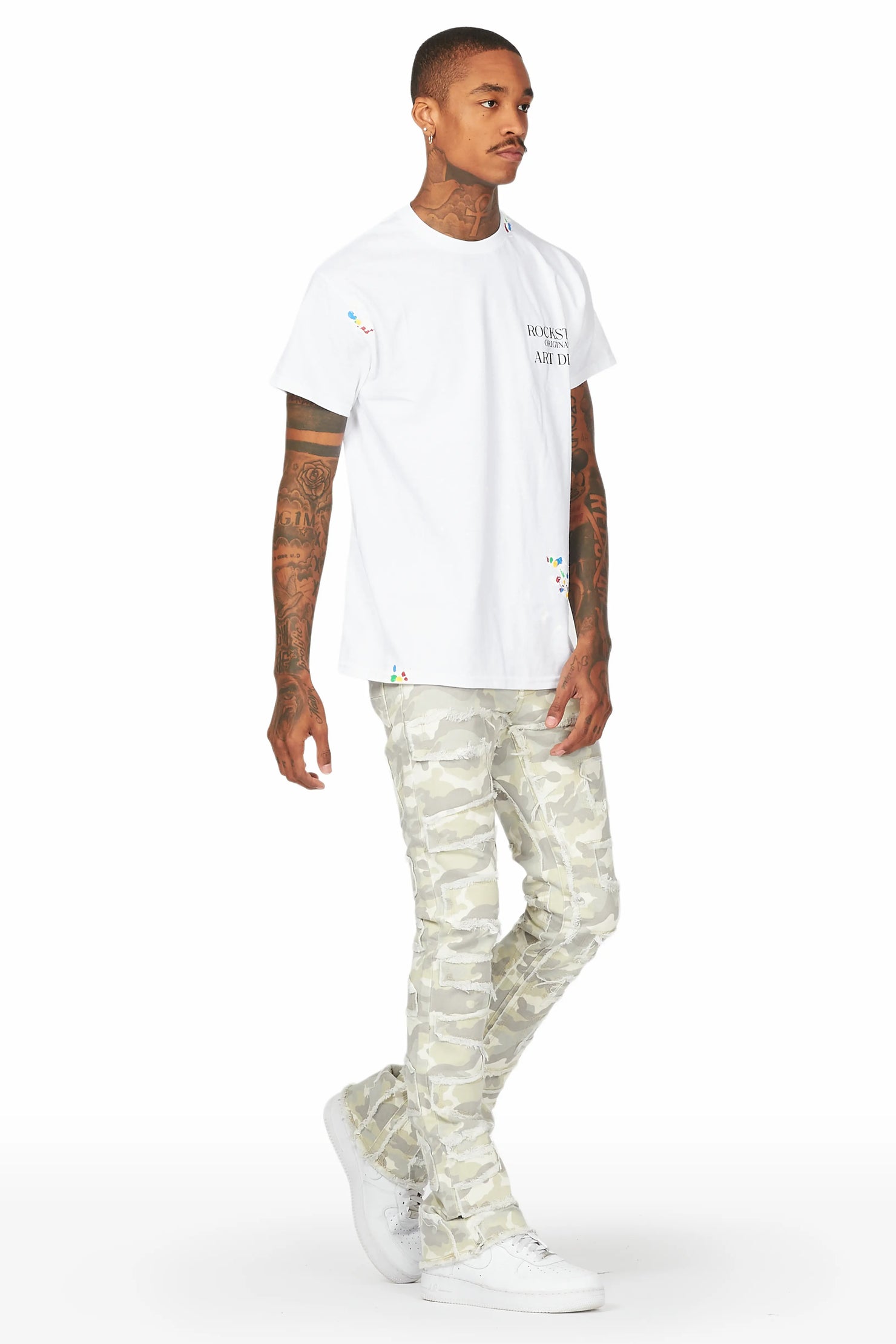 Shake Light Camo Stacked Flare Jean